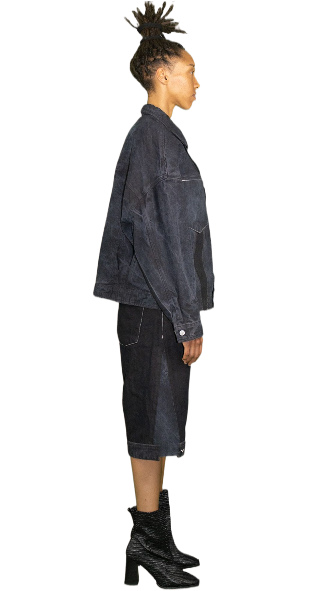 Big pocket denim jacket in washed dark blue - ALMATY