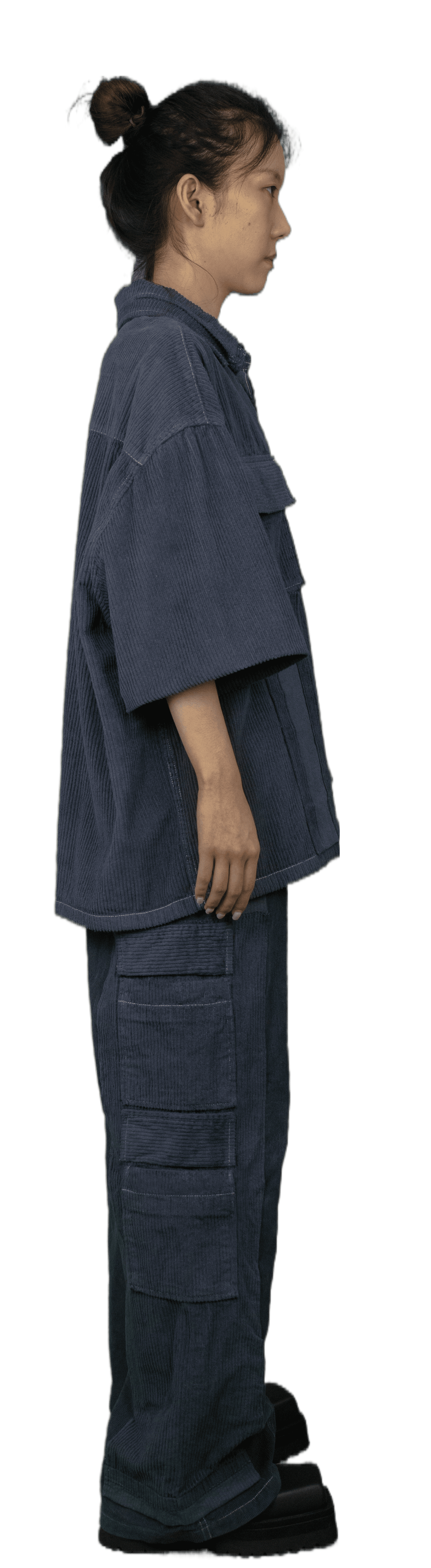 Boxy cord shirt with pockets in navy blue - BRUSSELS