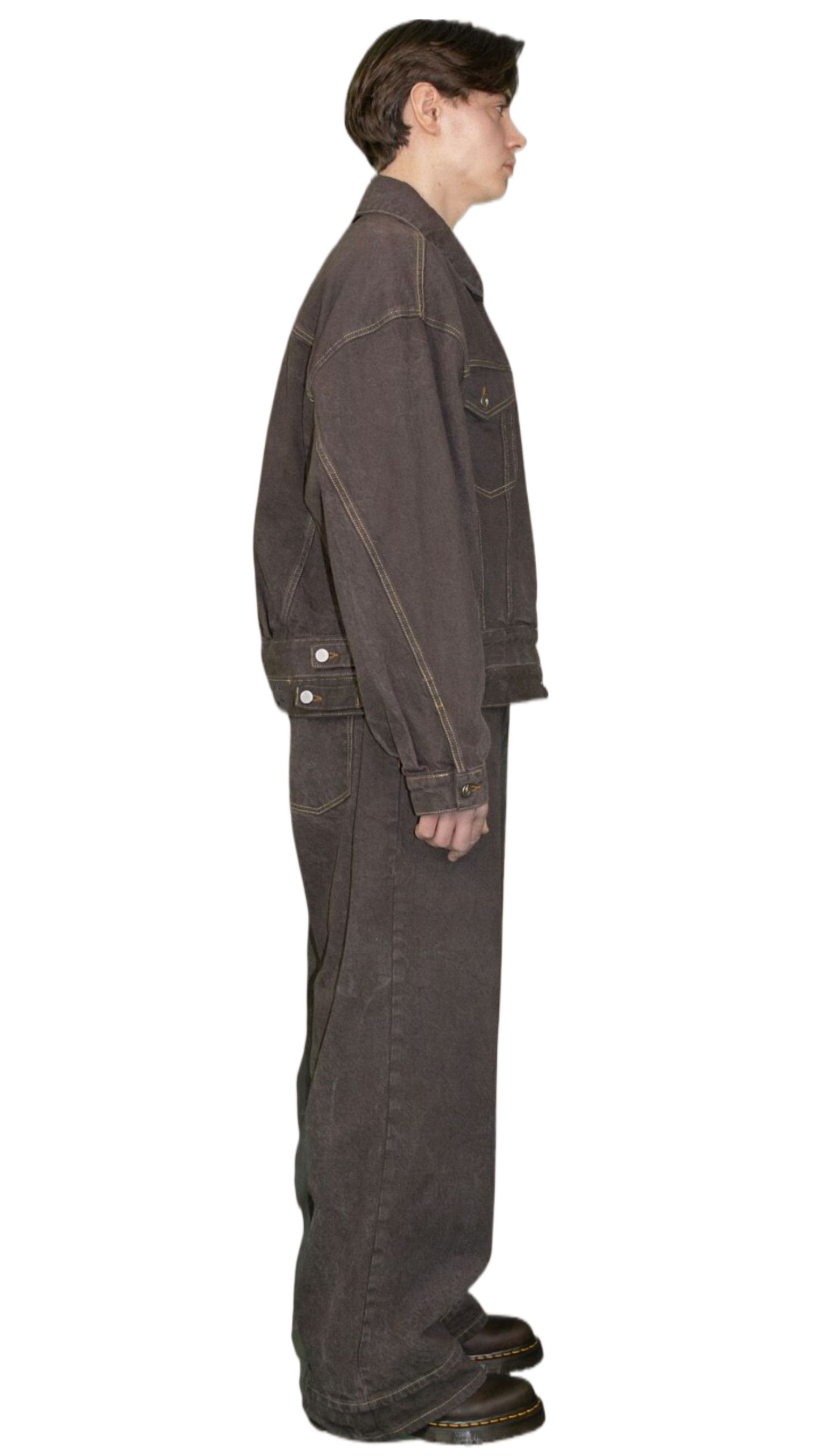 Embroidered jeans in washed brown - HARARE