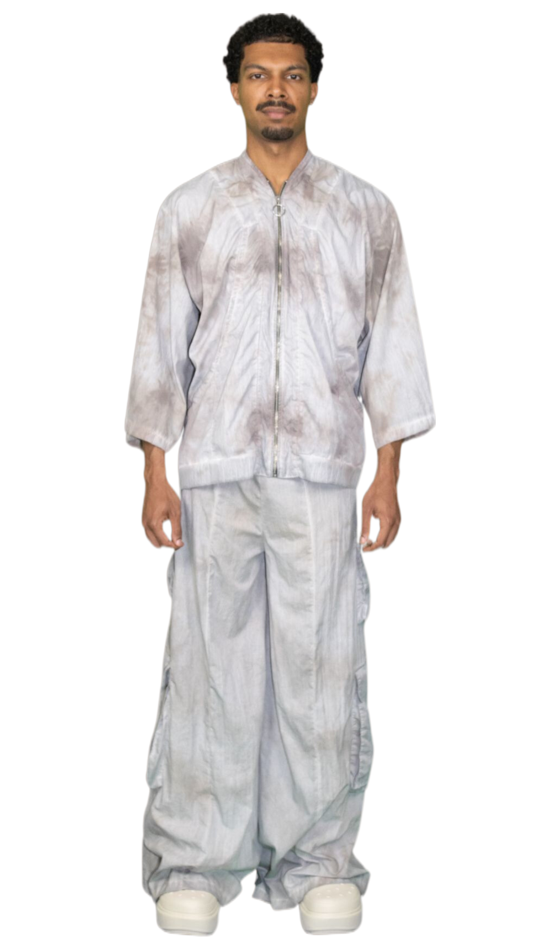 Oil washed track pants with wide legs - GUTLEUT