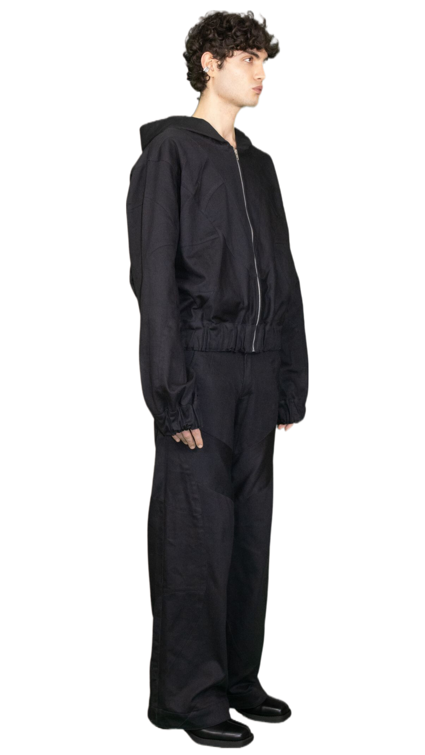 Panelled straight leg pants in black - HESSE