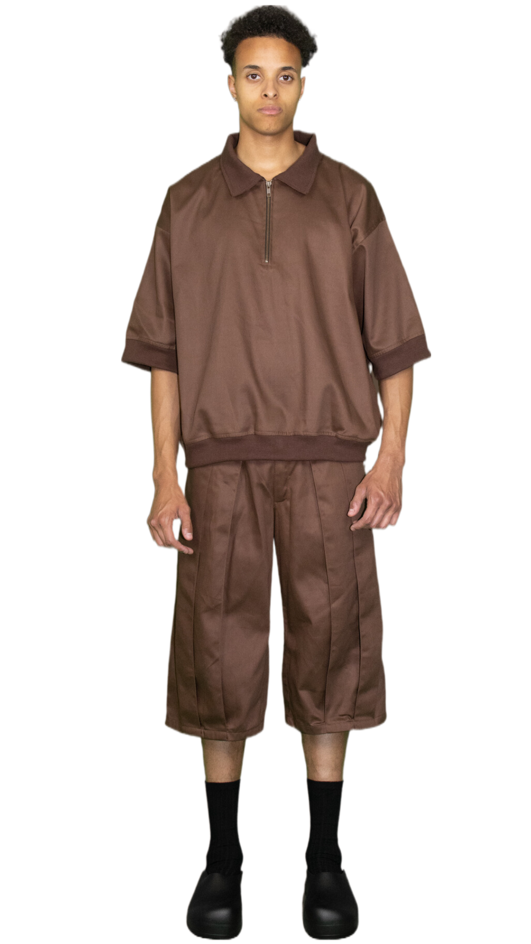 Pleated 3/4 shorts in brown - BOCKENHEIM