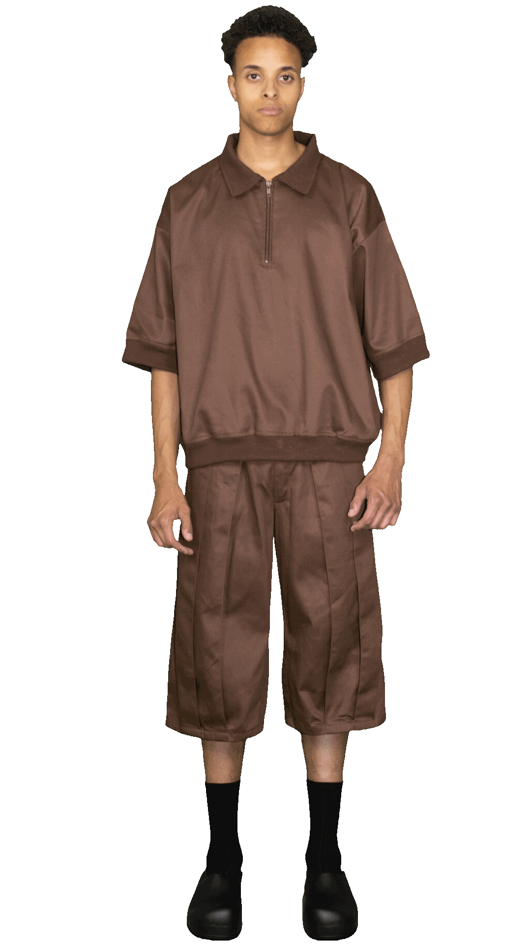 Pleated 3/4 shorts in brown - BOCKENHEIM