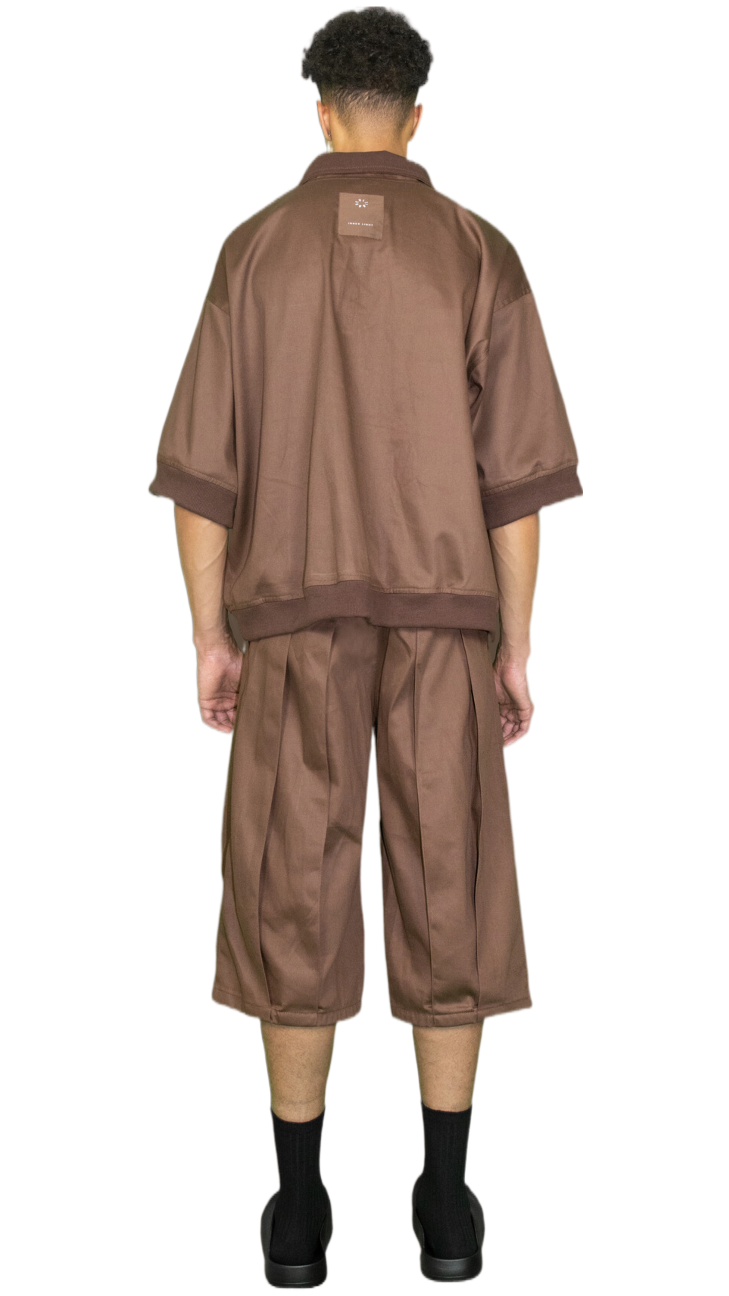 Pleated 3/4 shorts in brown - BOCKENHEIM