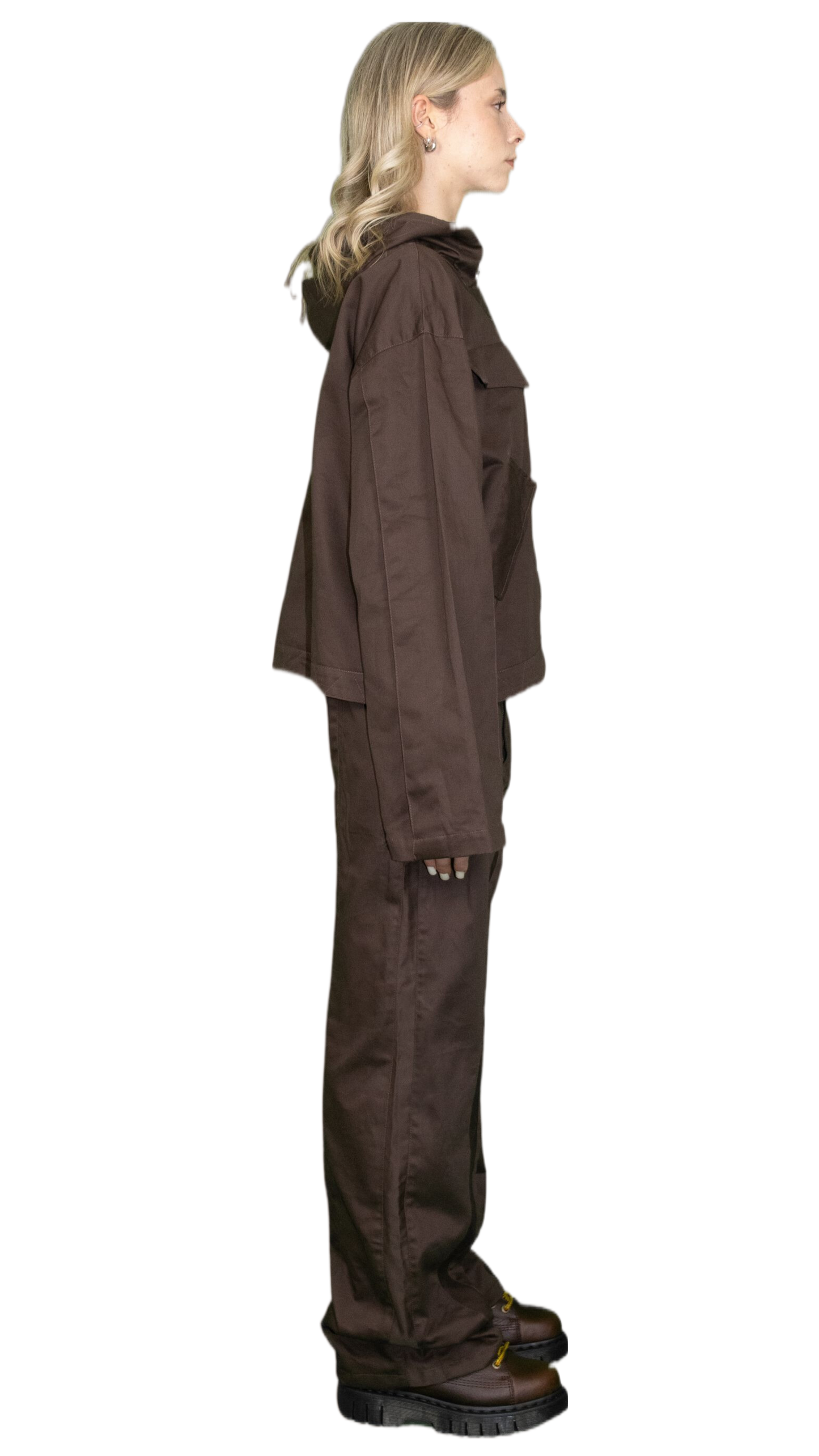 Pleated hoodie jacket in dark brown - STOCKHOLM