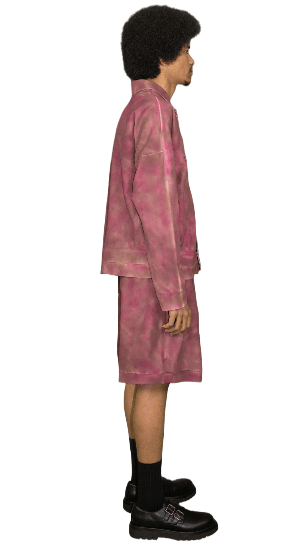 Sprayed print pleated shorts in lilac/brown - VALENSOLE