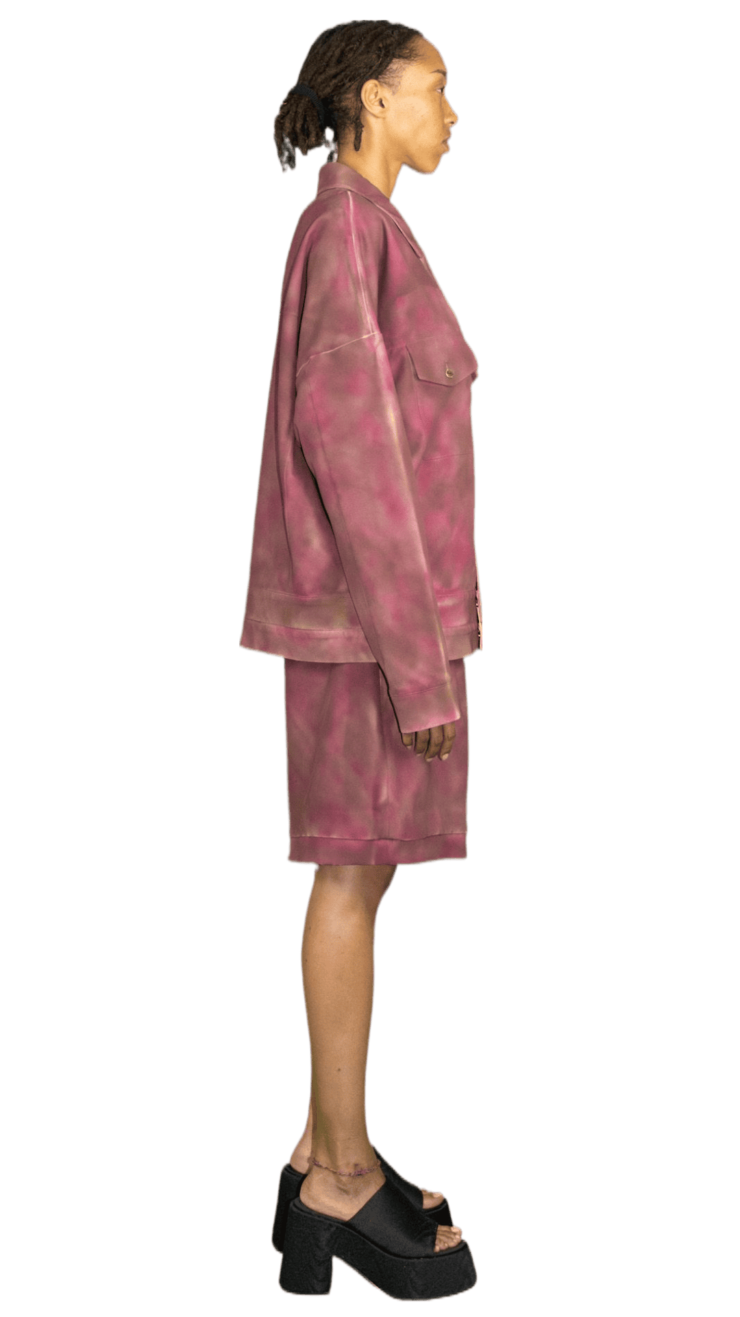 Sprayed print utility jacket in lilac/brown - VALENSOLE