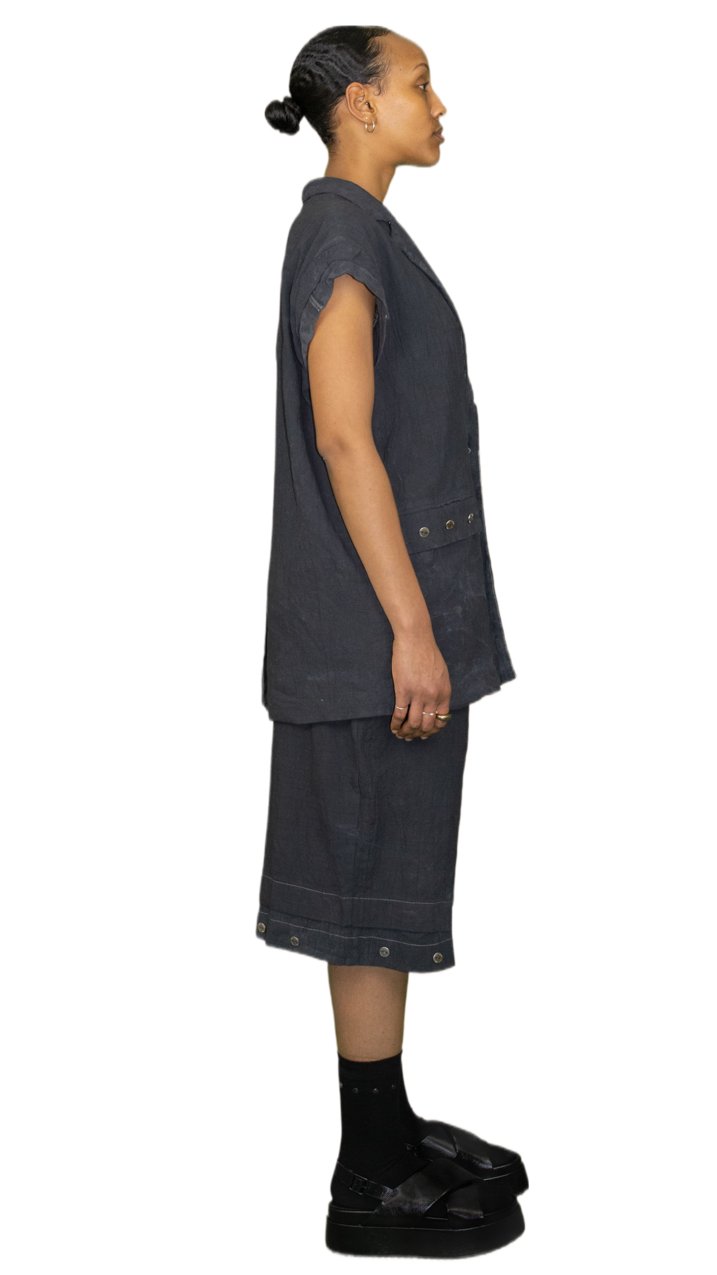 Textured vest in midwash dark blue - PARIS