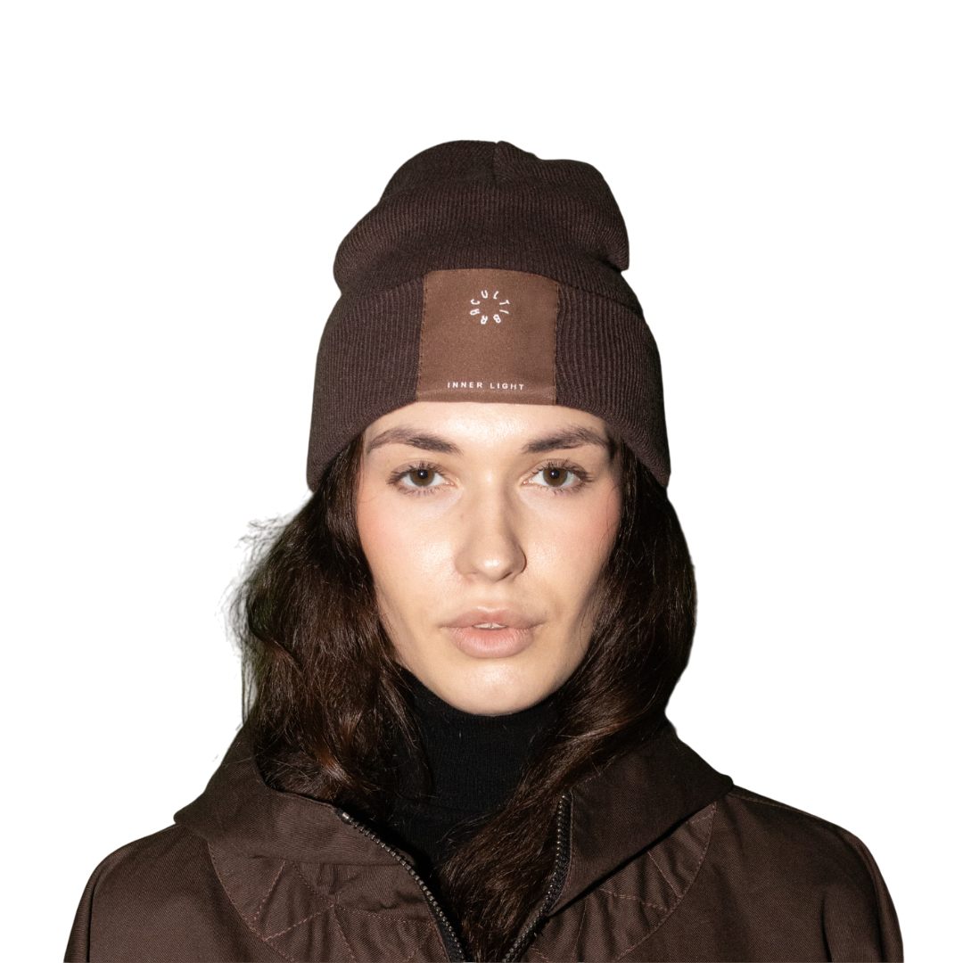 Logo cuffed beanie in brown - STOCKHOLM