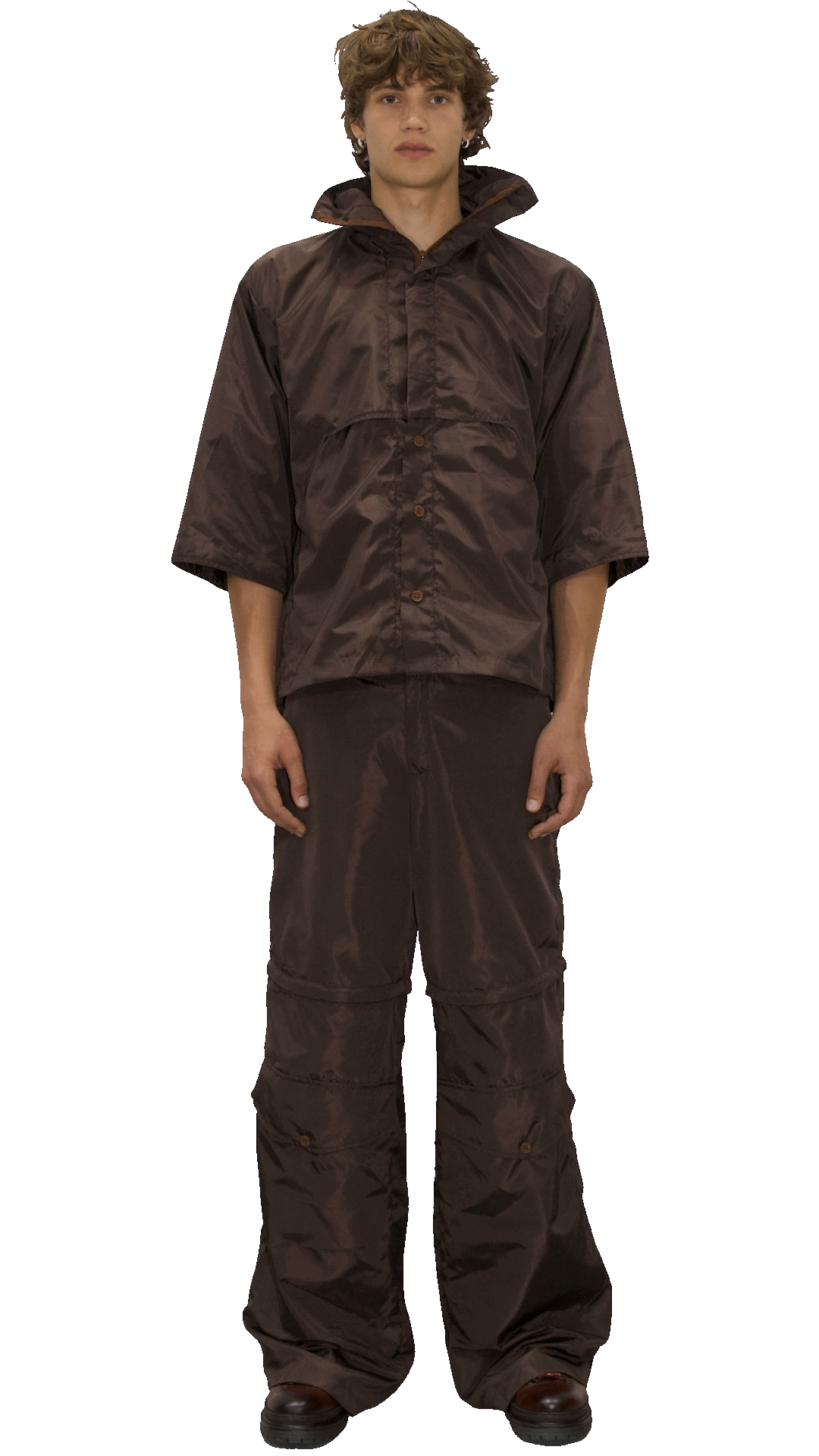 Convertible zip cargo pants in brown - RUDNY