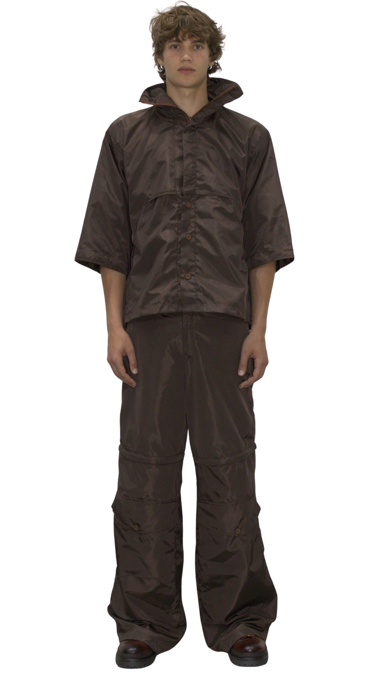 Convertible zip cargo pants in brown - RUDNY