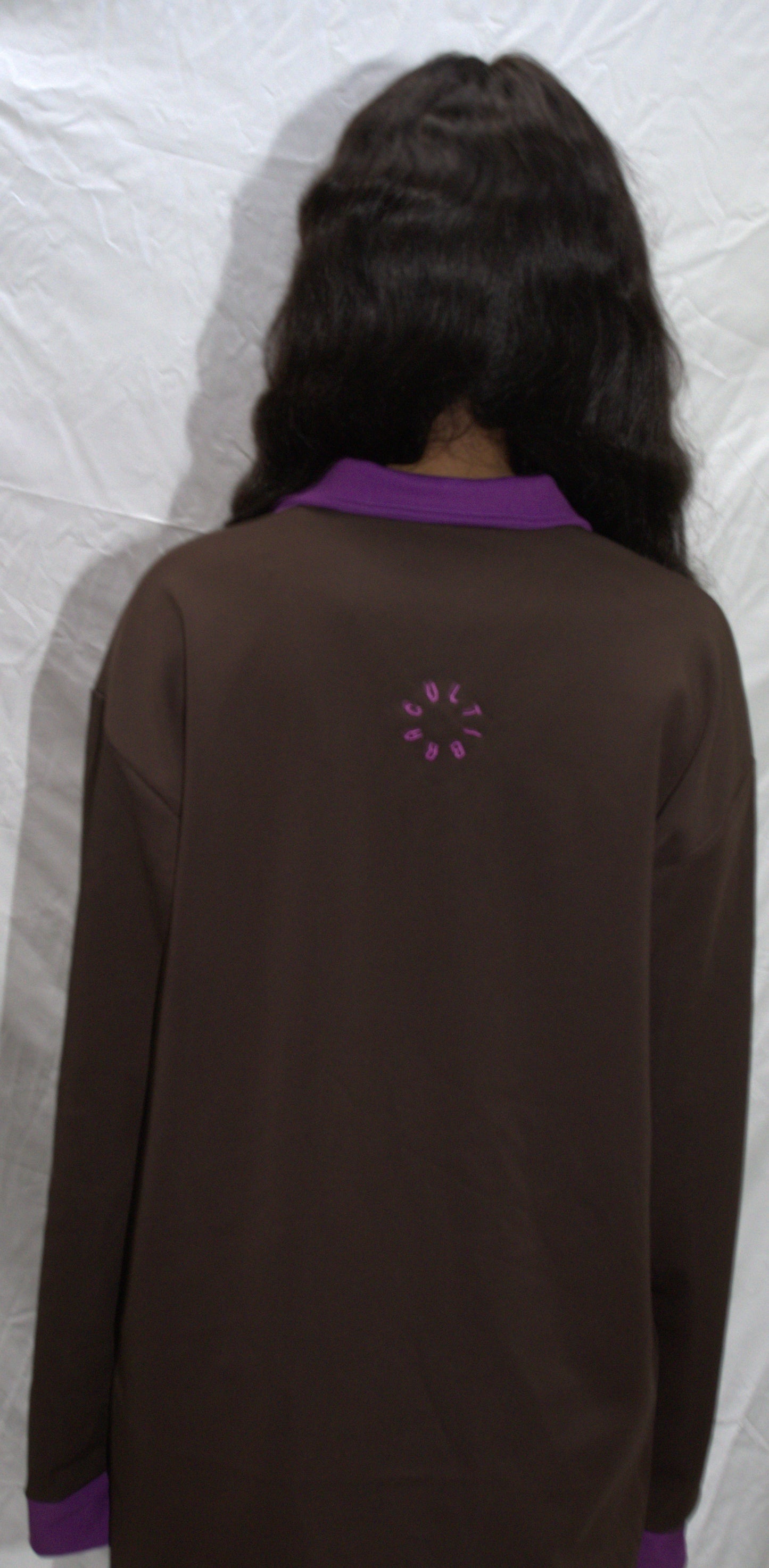 Technicut panel longsleeve in brown/lilac - SEMEI