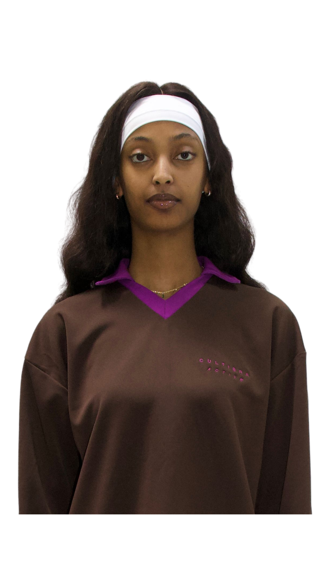 Technicut panel longsleeve in brown/lilac - SEMEI