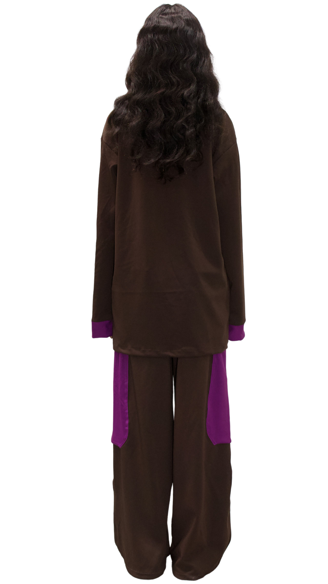 Technicut panel longsleeve in brown/lilac - SEMEI