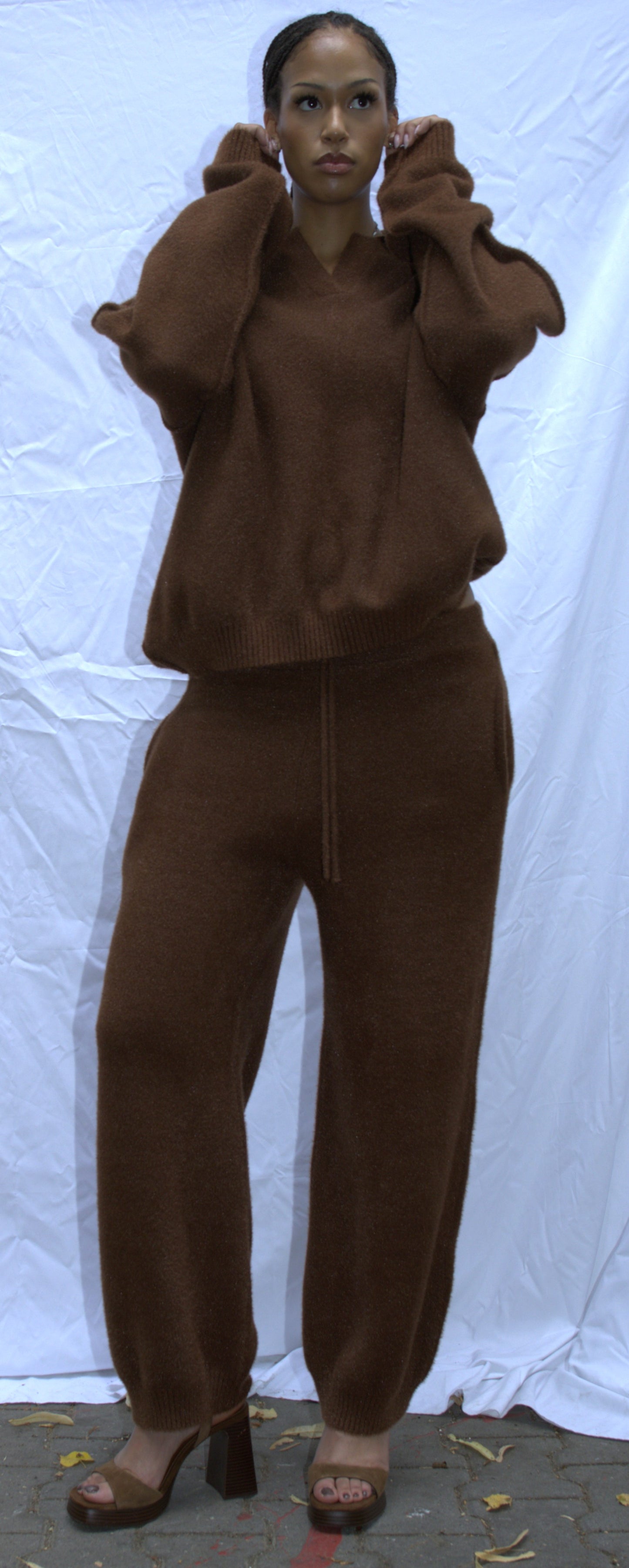 Mohair knit polo in brown - ALTAI