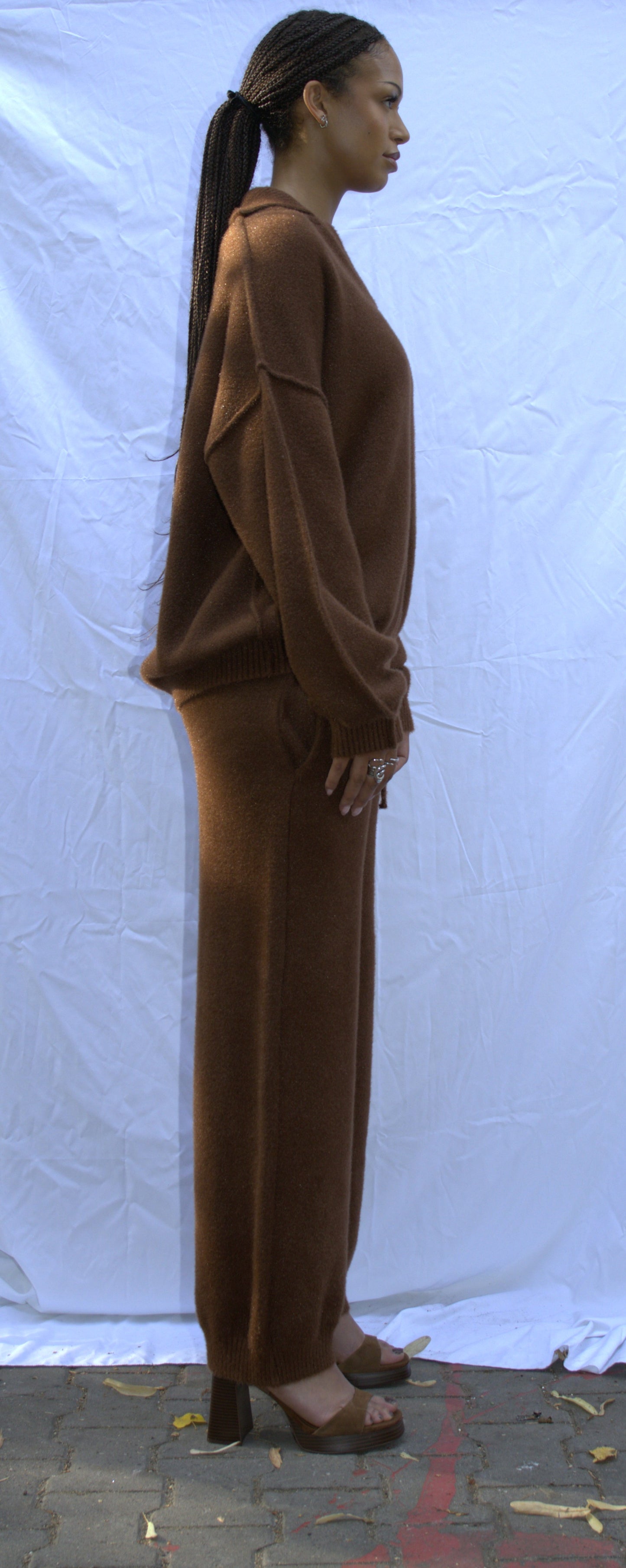 Mohair knit polo in brown - ALTAI