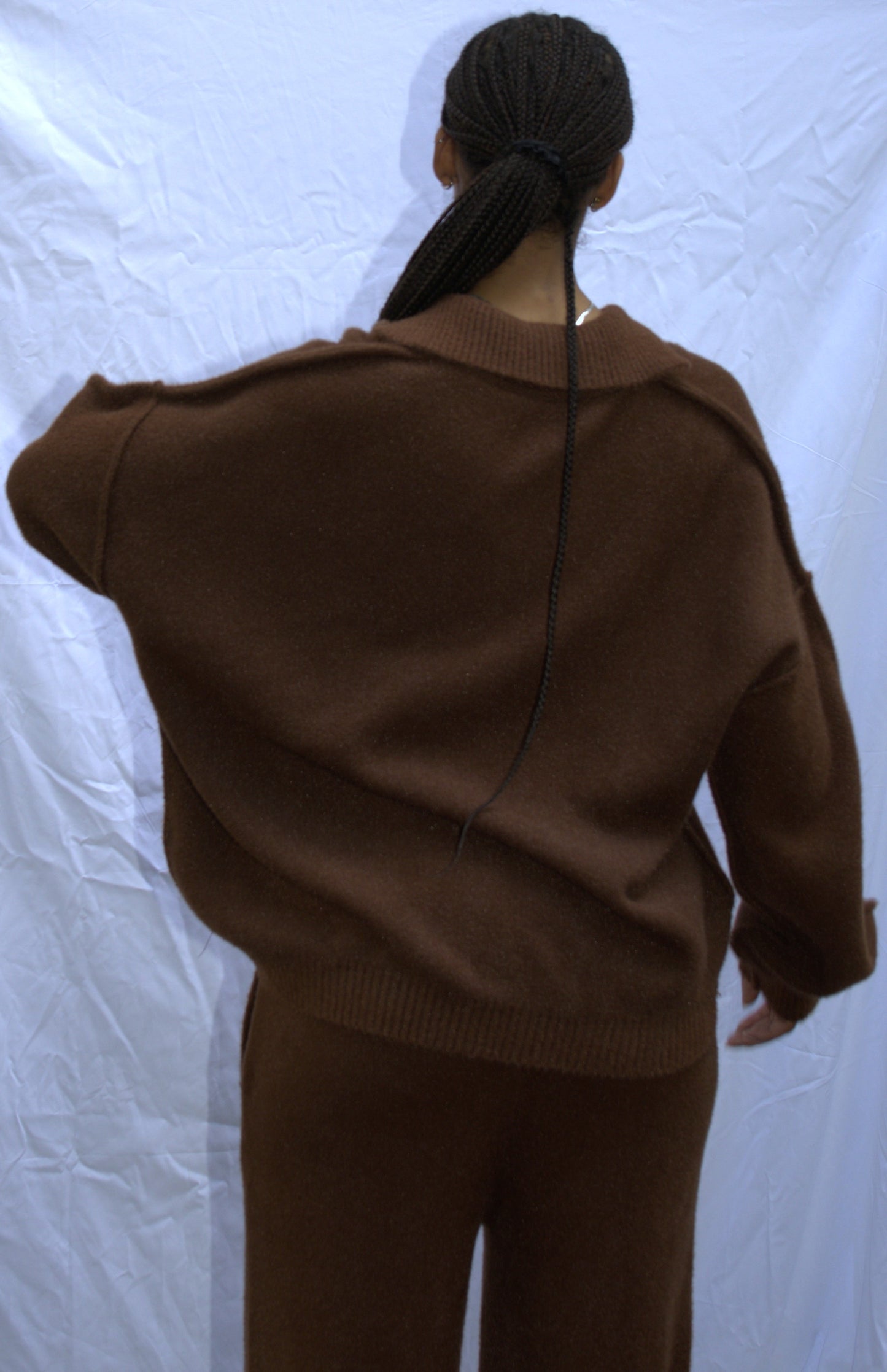Mohair knit polo in brown - ALTAI
