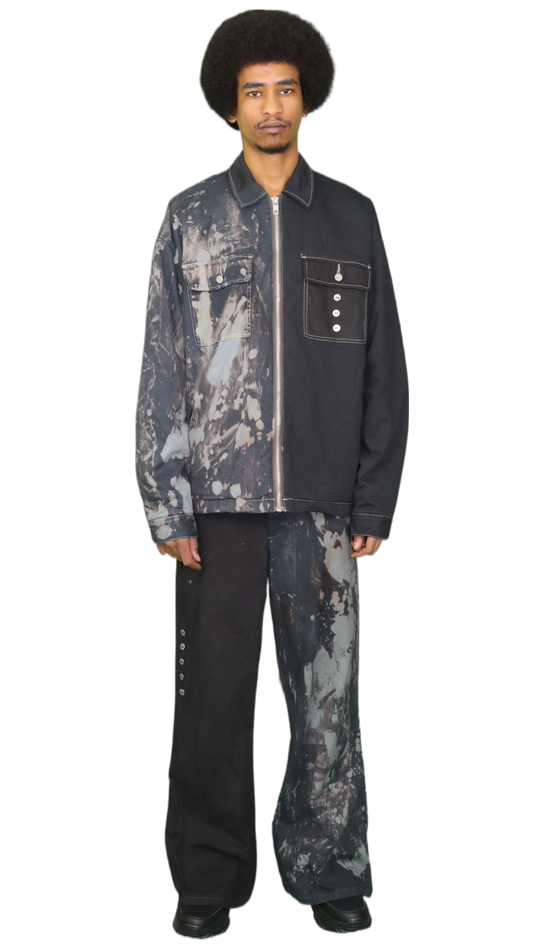Acid washed flare trousers in black - FRANKFURT