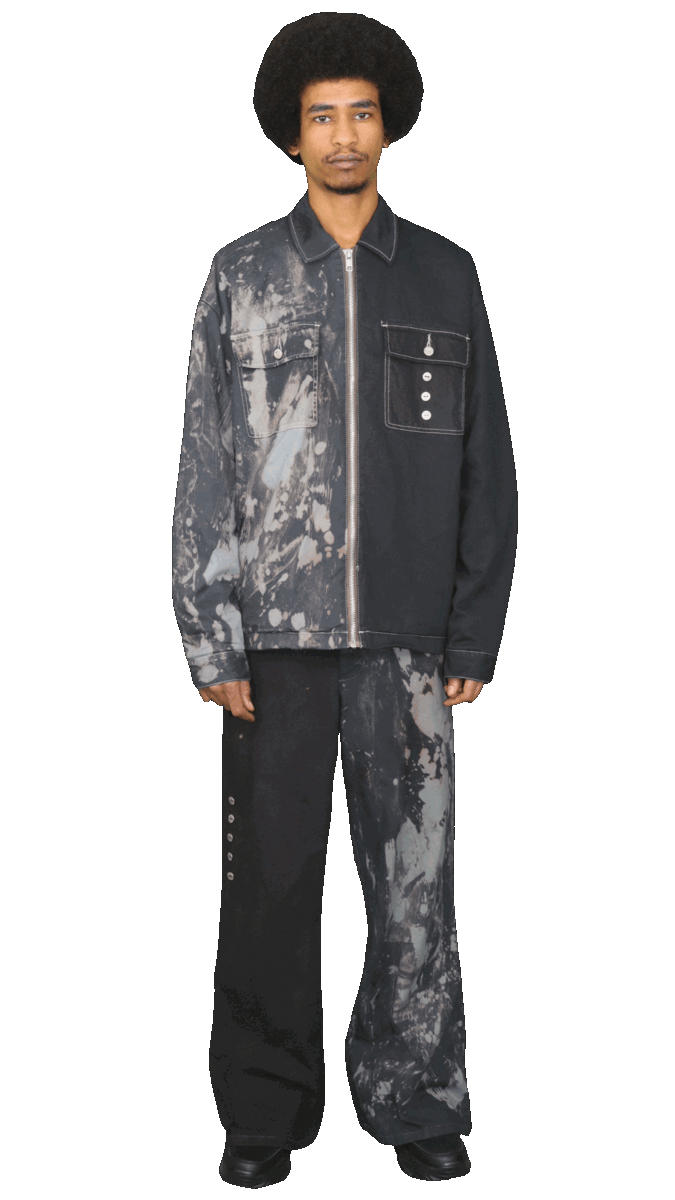Acid washed flare trousers in black - FRANKFURT