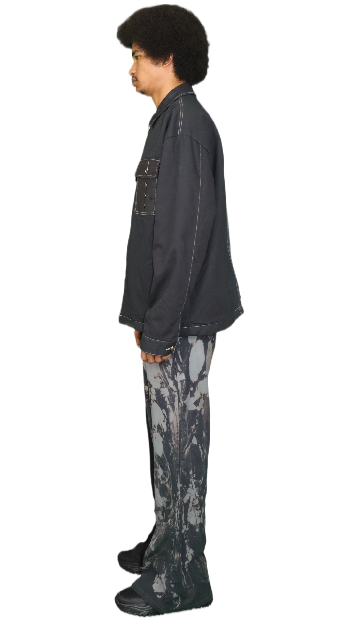 Acid washed flare trousers in black - FRANKFURT