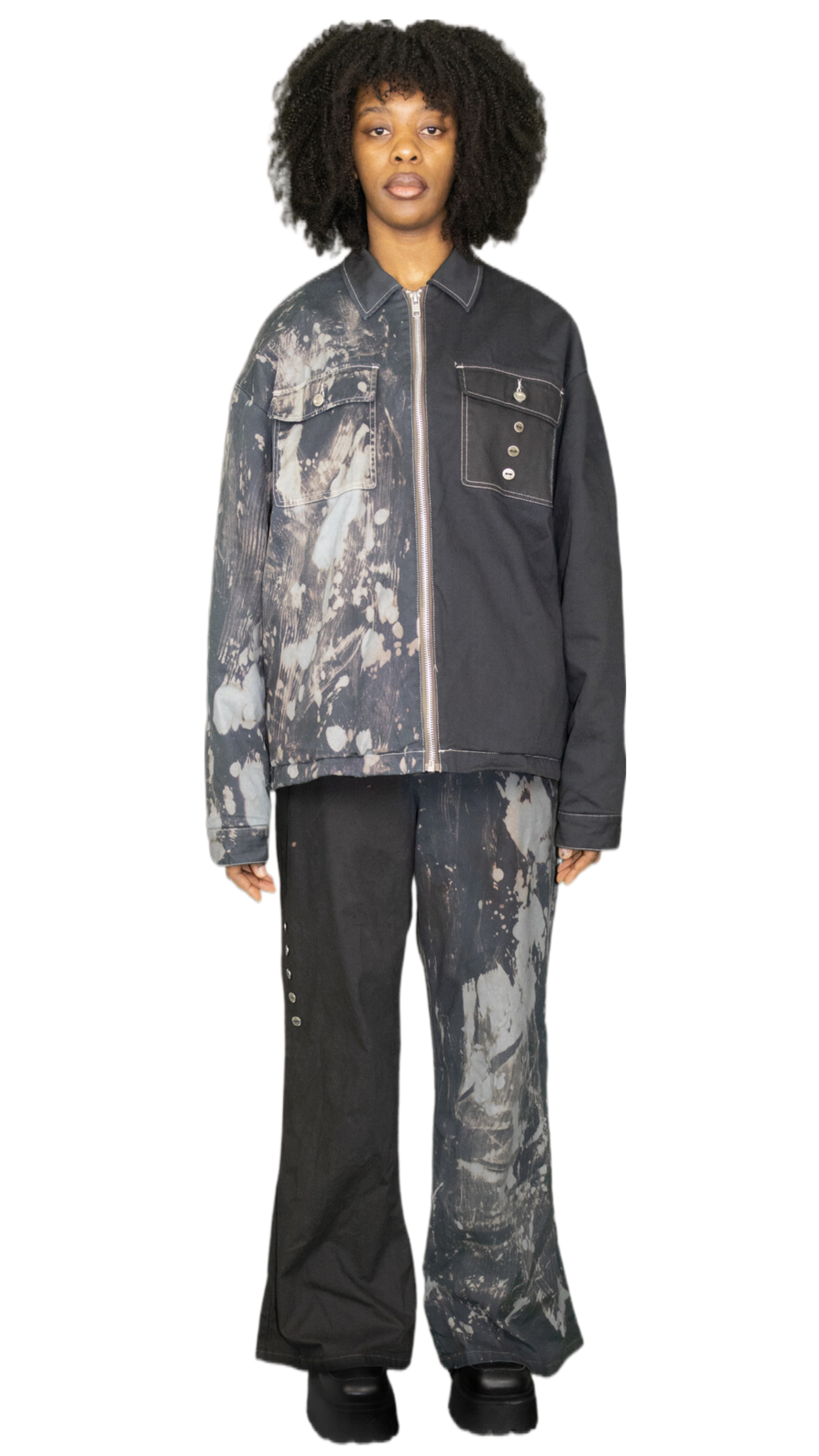 Acid washed harrington jacket in black - FRANKFURT