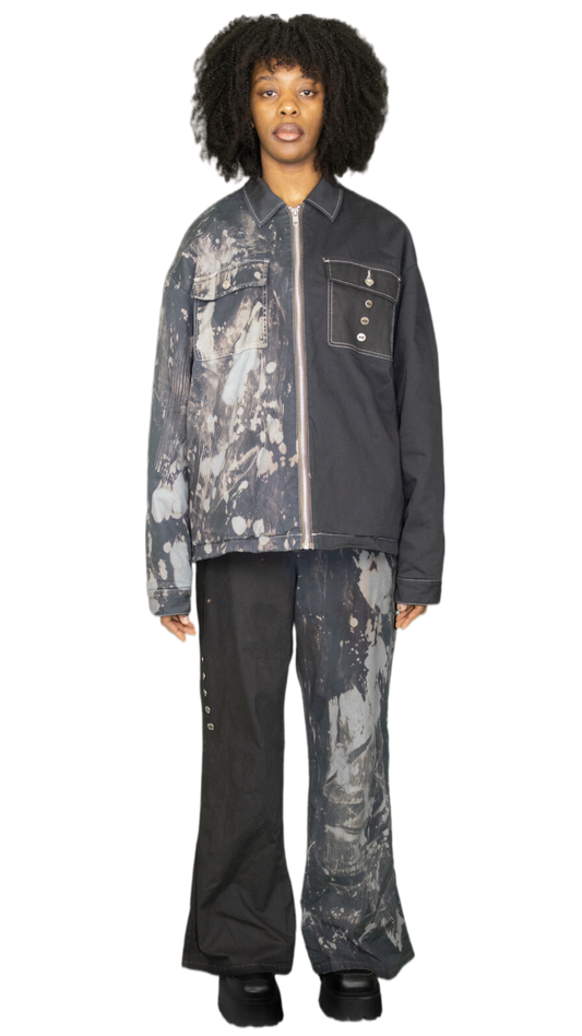 Acid washed harrington jacket in black - FRANKFURT