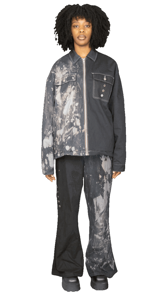 Acid washed harrington jacket in black - FRANKFURT