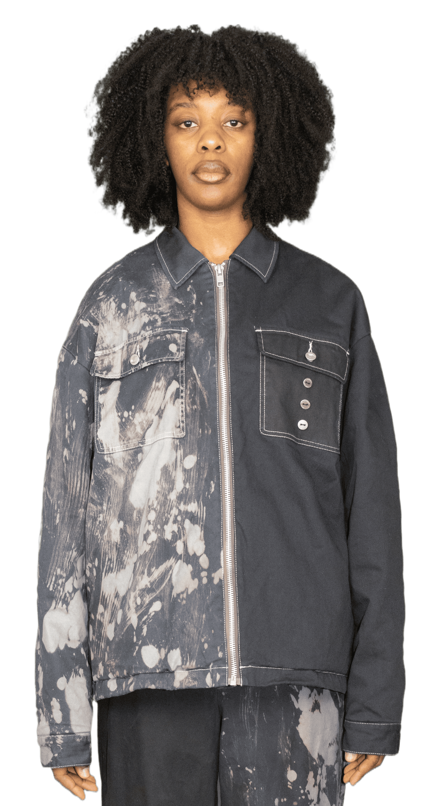 Acid washed harrington jacket in black - FRANKFURT