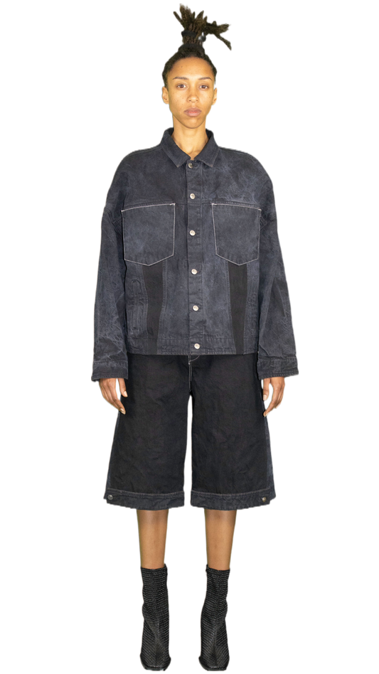 Big pocket denim jacket in washed dark blue - ALMATY
