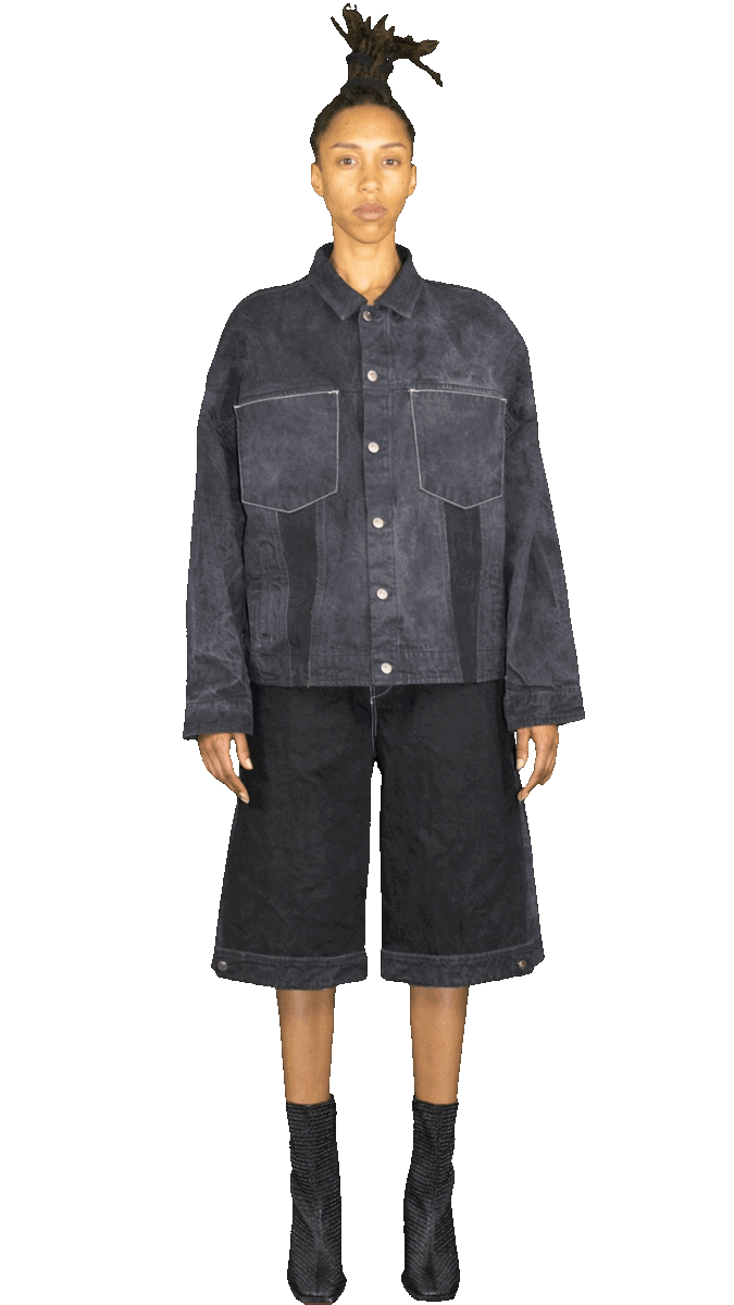 Big pocket denim jacket in washed dark blue - ALMATY