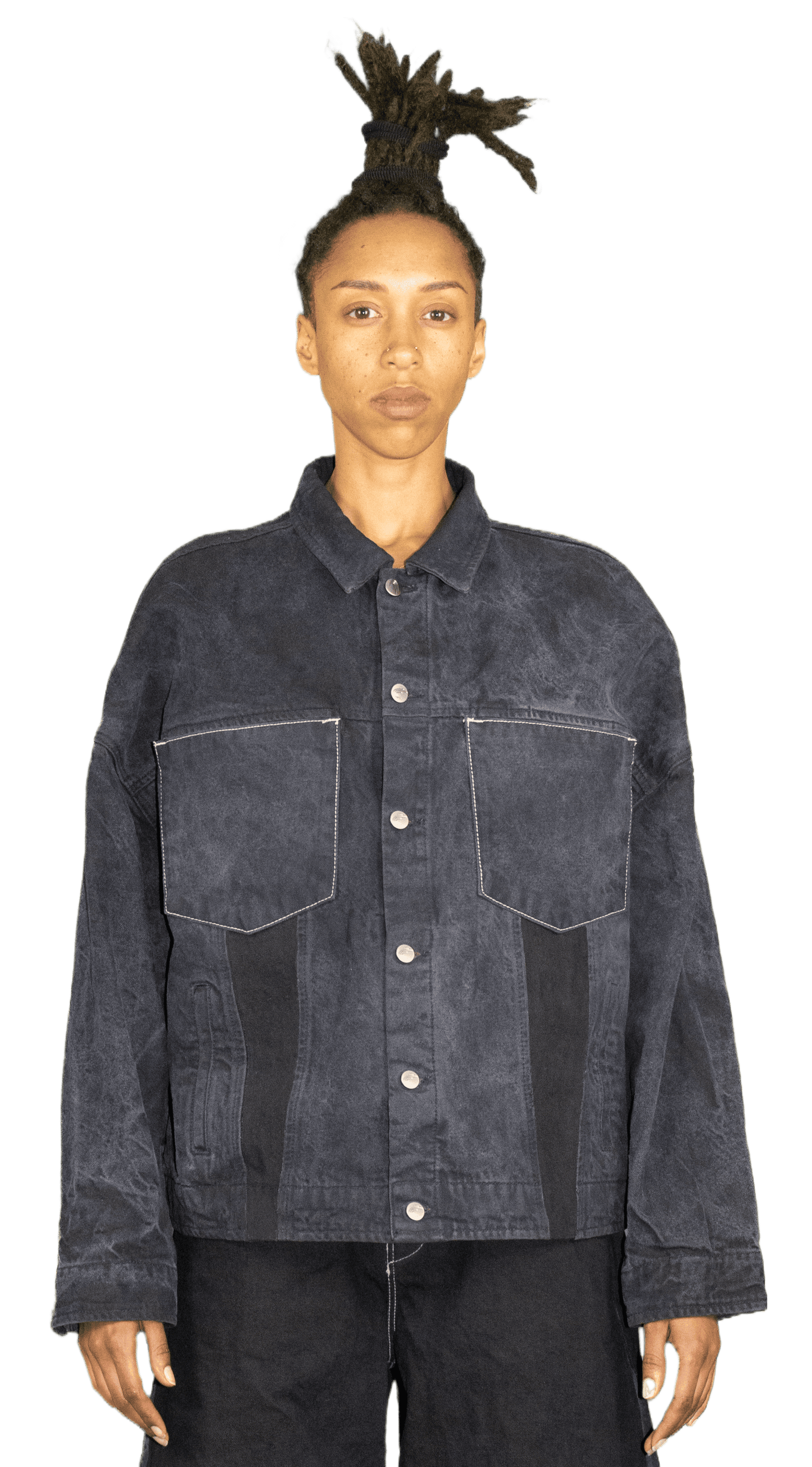 Big pocket denim jacket in washed dark blue - ALMATY
