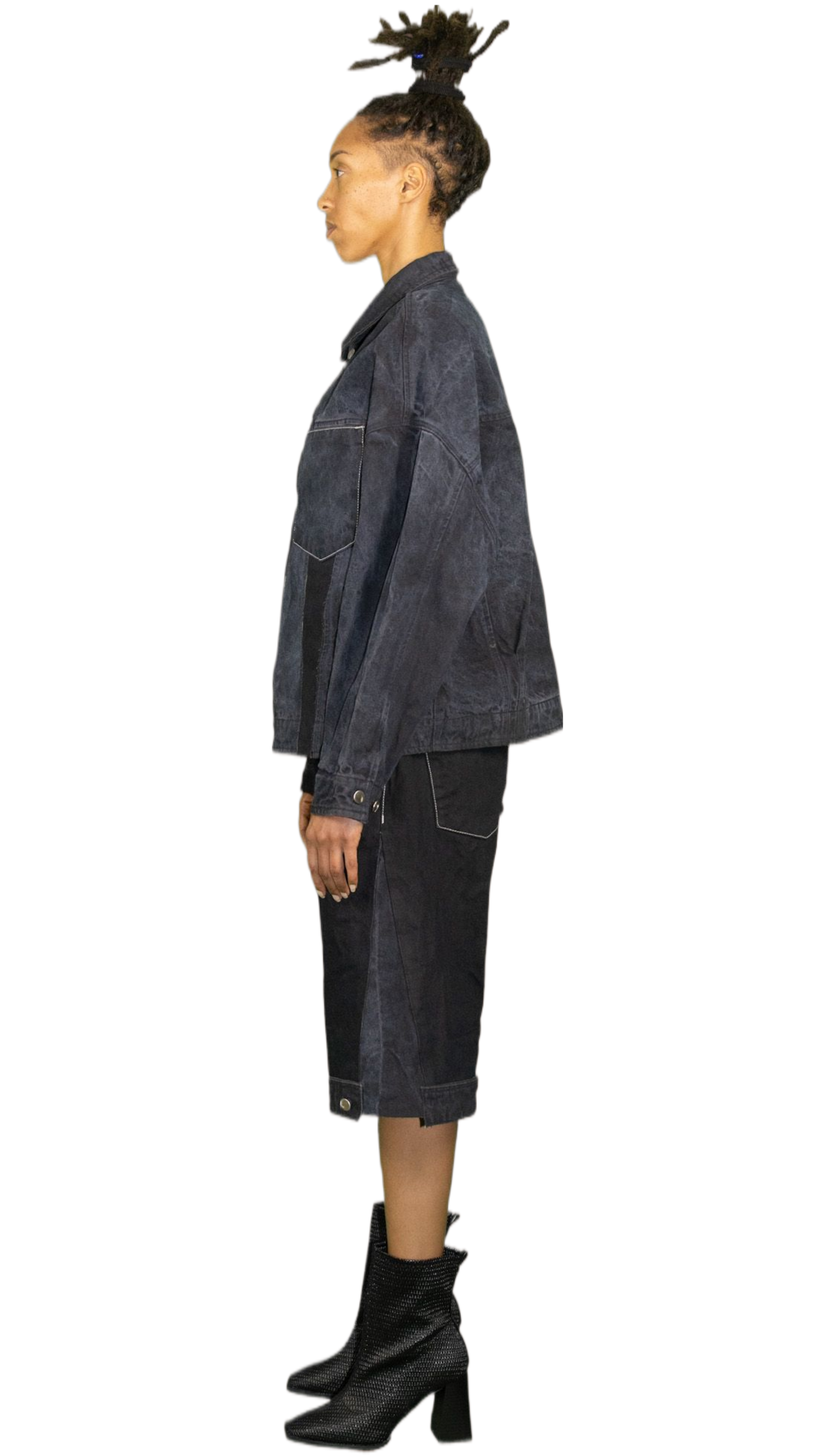 Big pocket denim jacket in washed dark blue - ALMATY