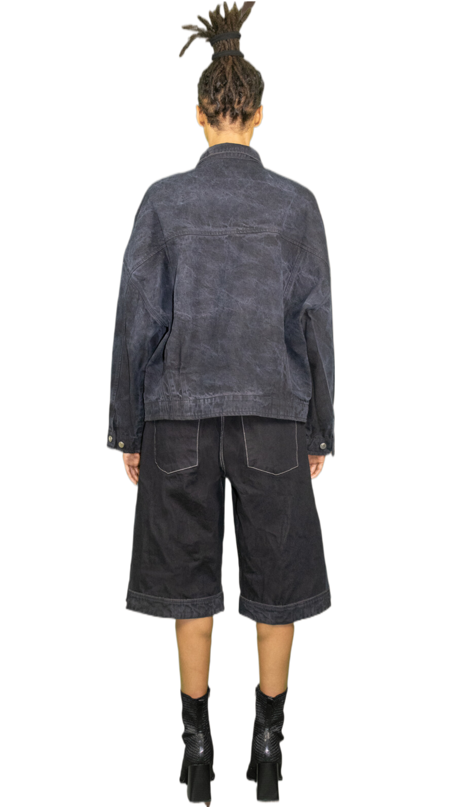 Big pocket denim jacket in washed dark blue - ALMATY