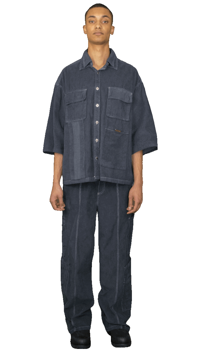 Cord cargo trousers in navy blue - BRUSSELS