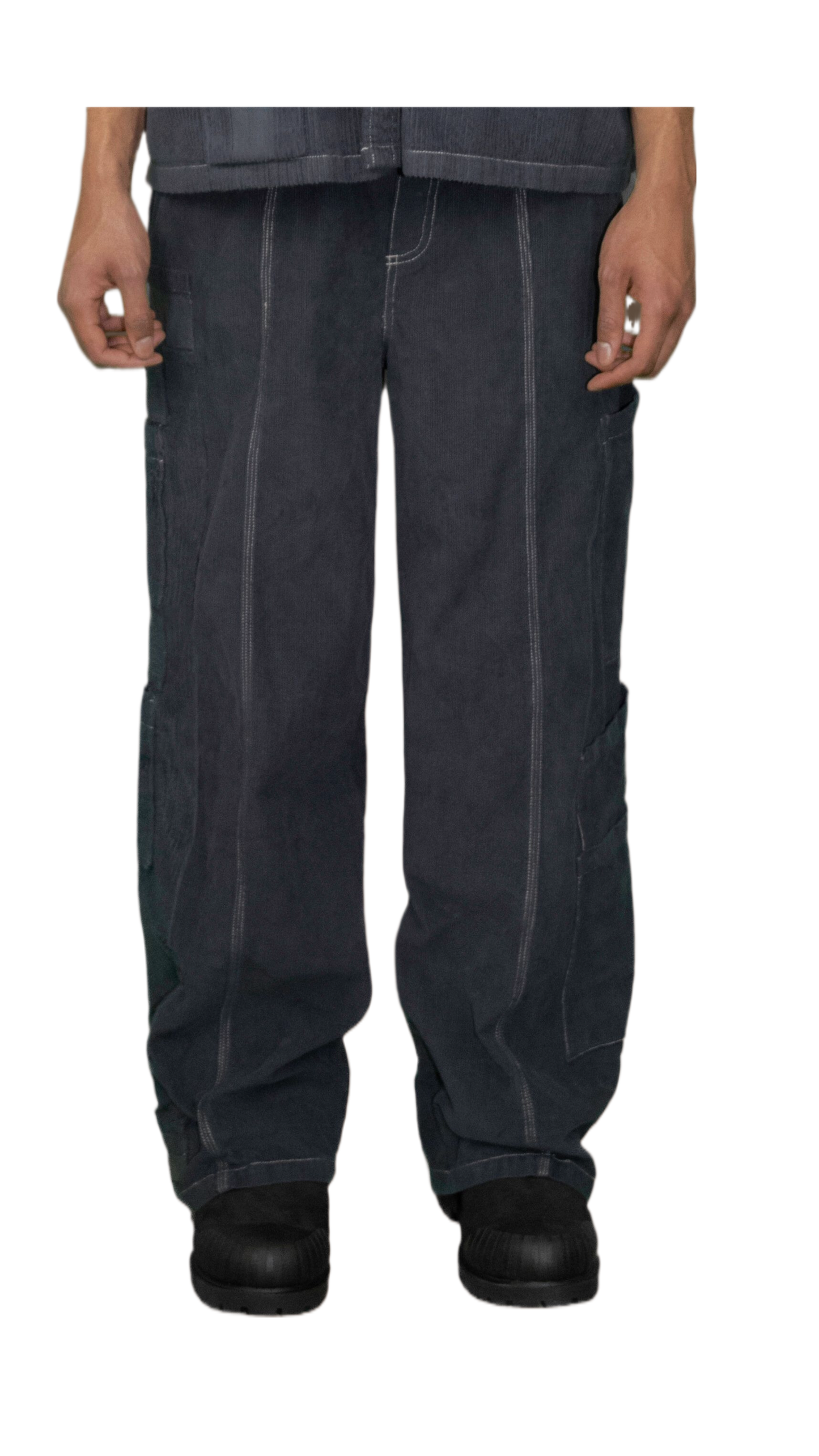 Cord cargo trousers in navy blue - BRUSSELS