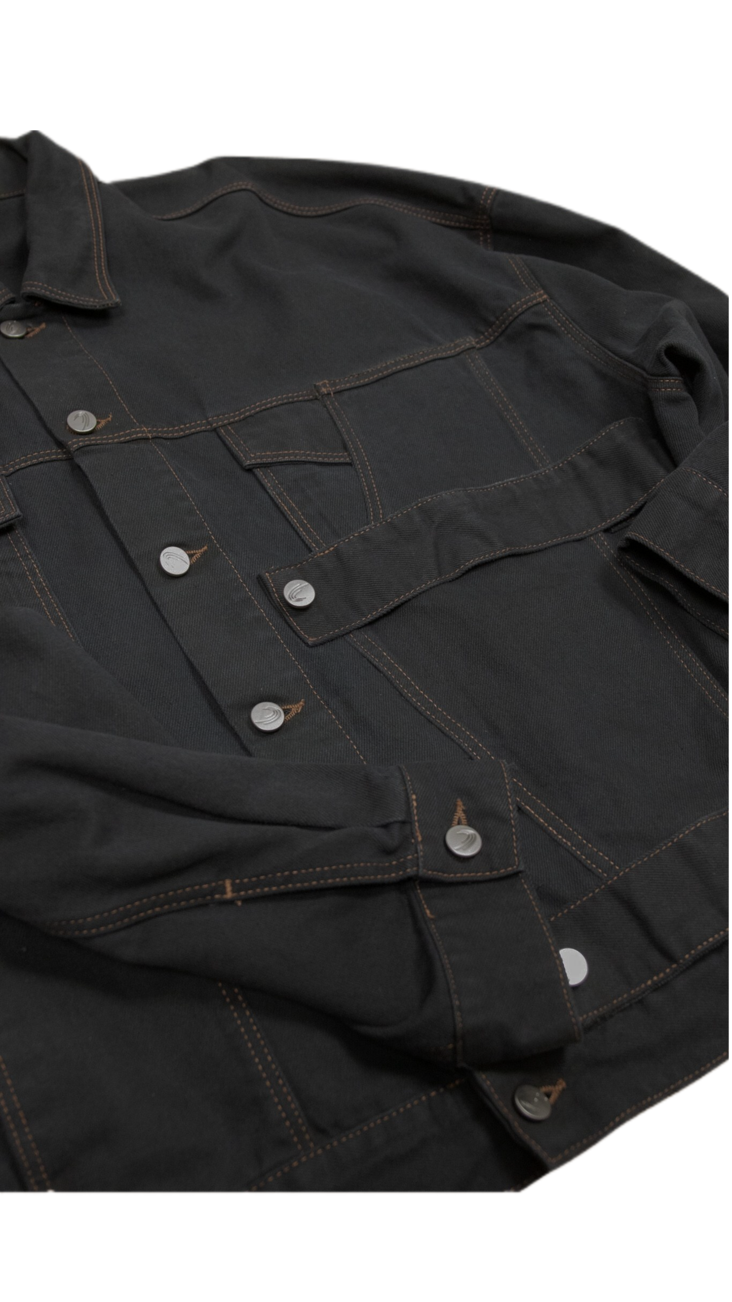 Denim jacket with straps in anthracite- TOKYO