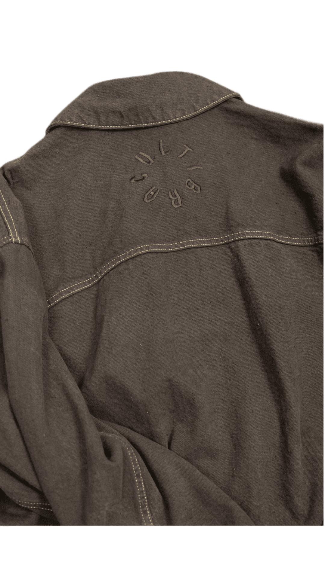 Embroidered denim jacket in washed brown - HARARE
