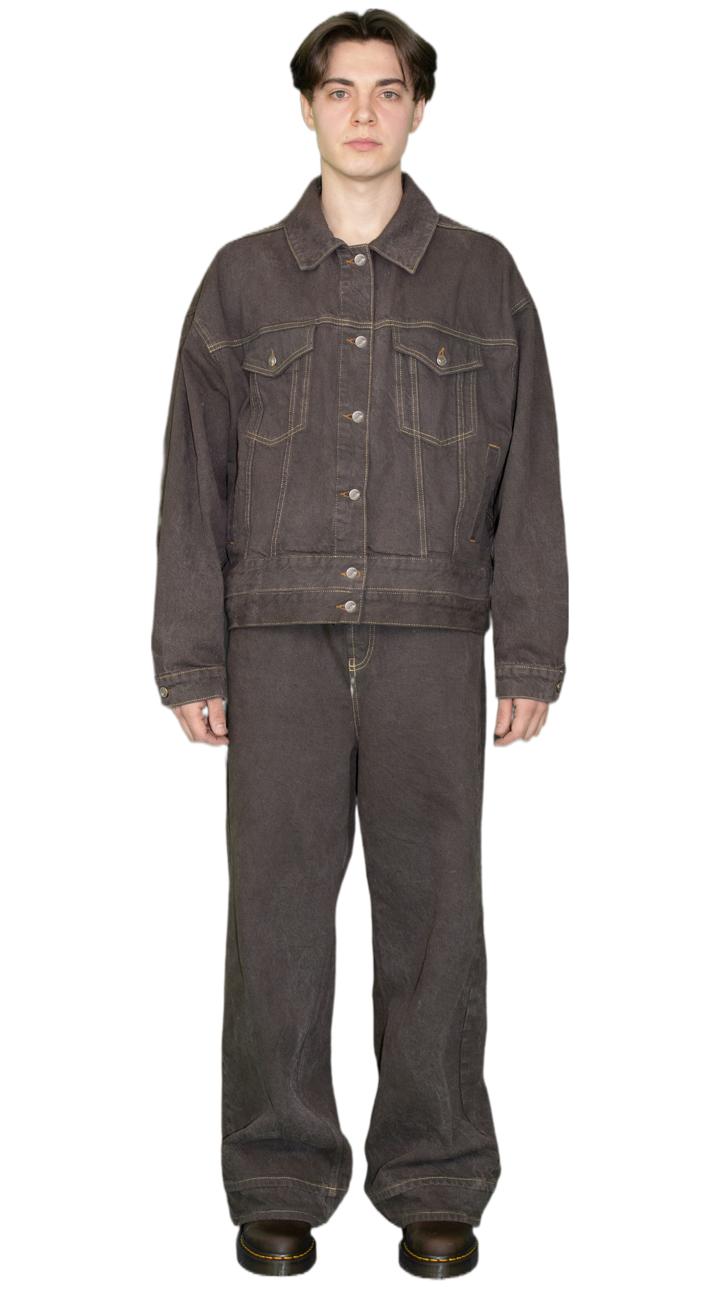 Embroidered jeans in washed brown - HARARE