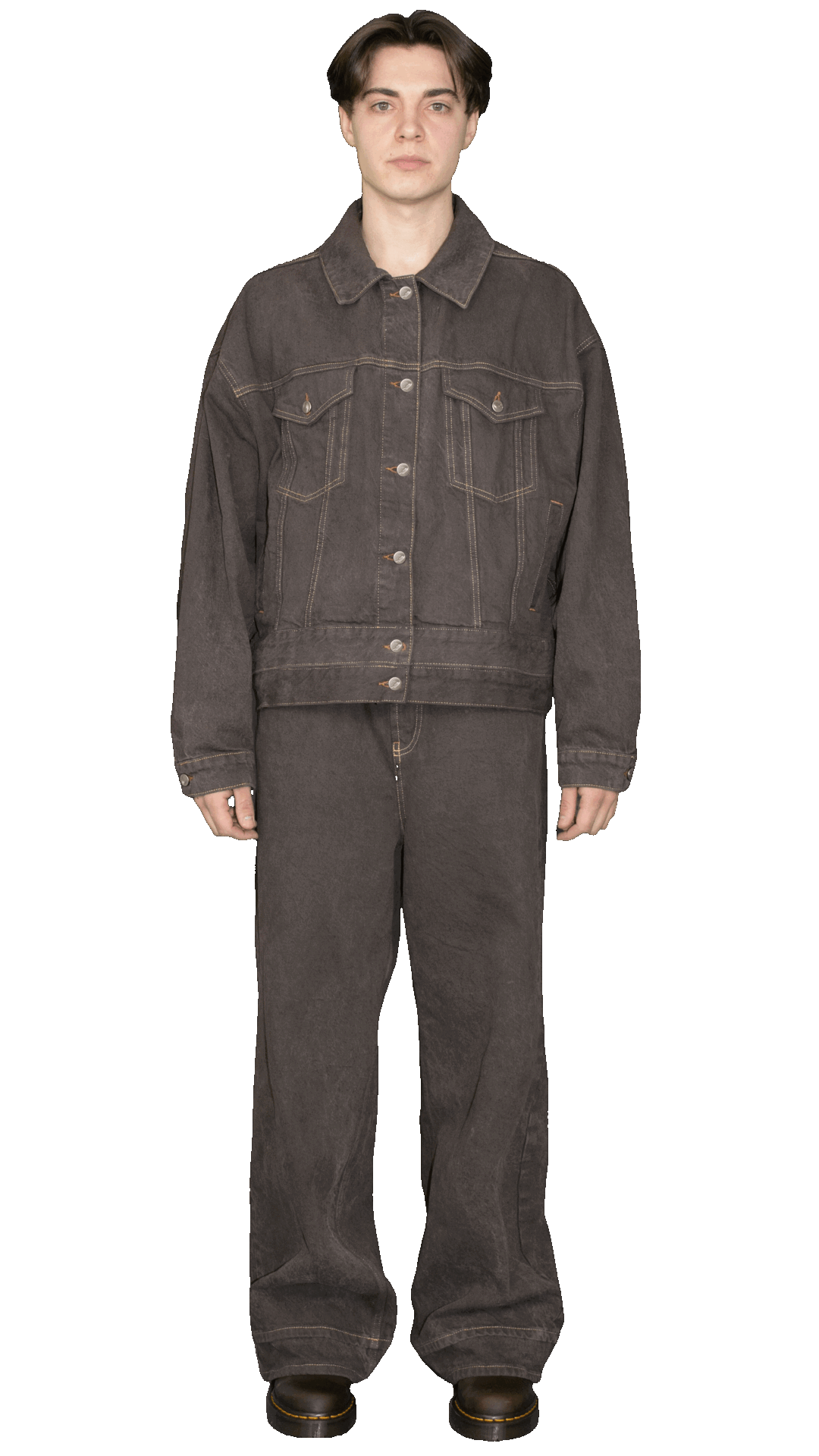 Embroidered jeans in washed brown - HARARE