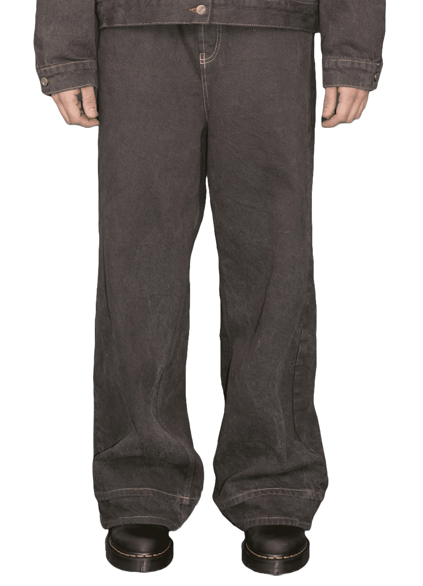 Embroidered jeans in washed brown - HARARE