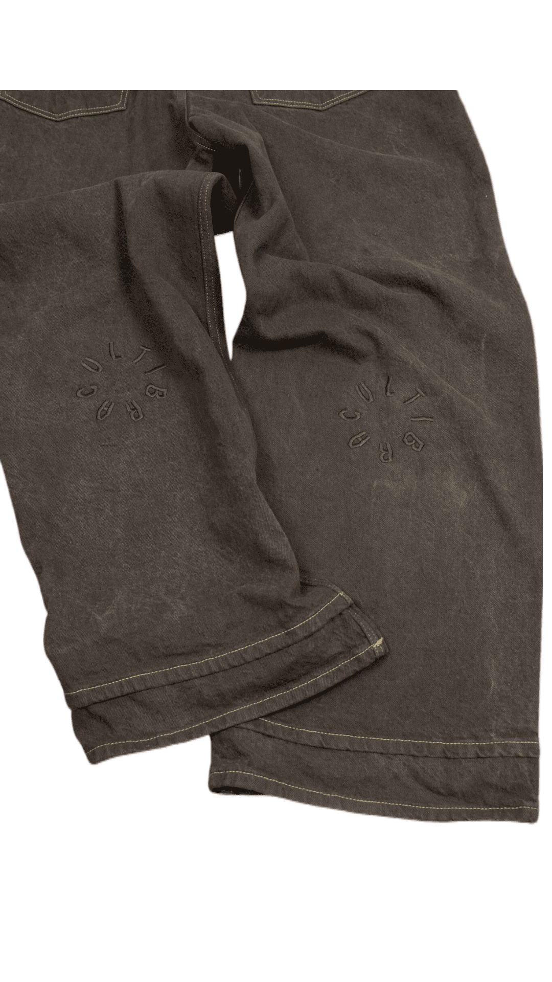 Embroidered jeans in washed brown - HARARE