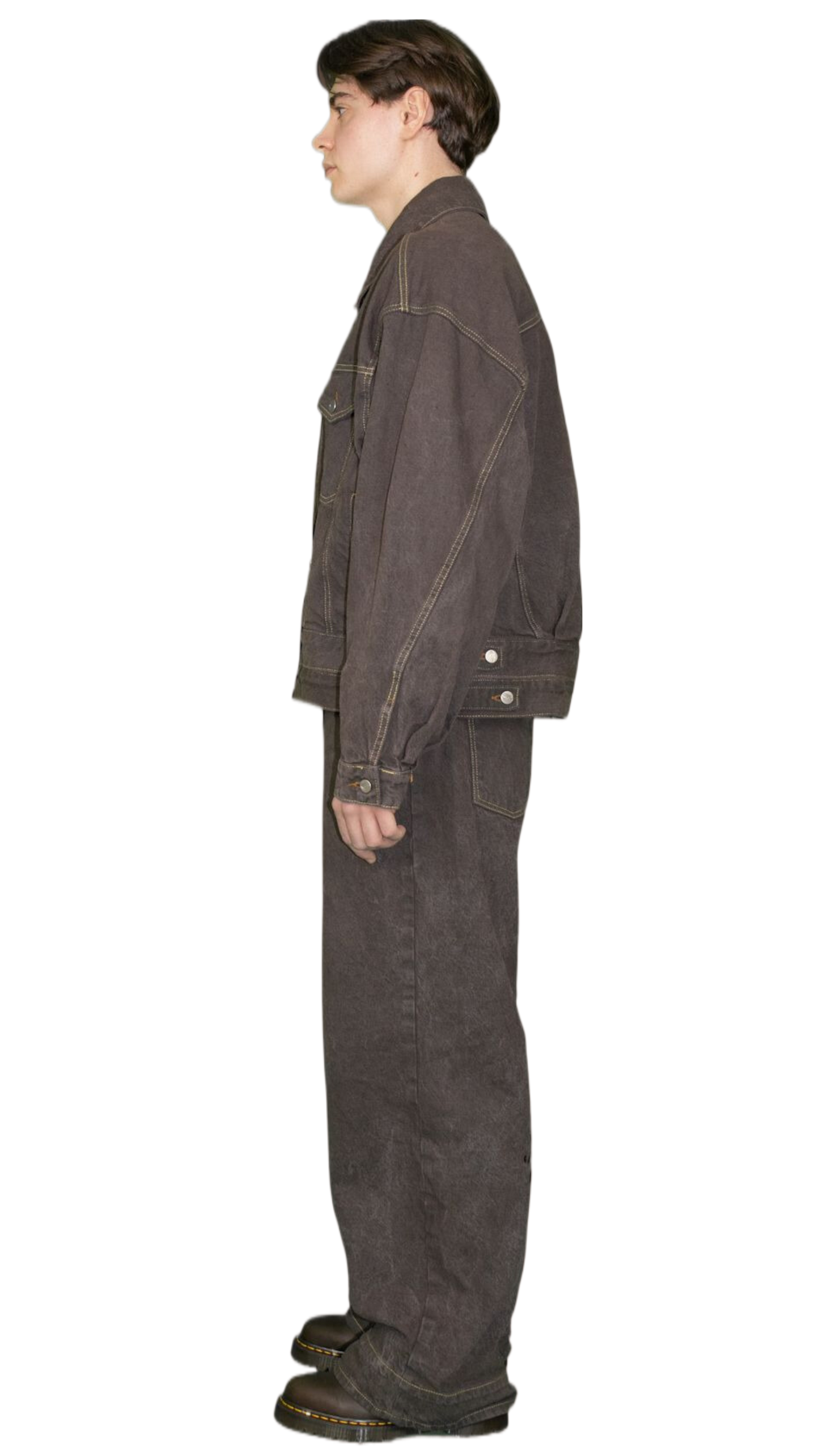 Embroidered jeans in washed brown - HARARE