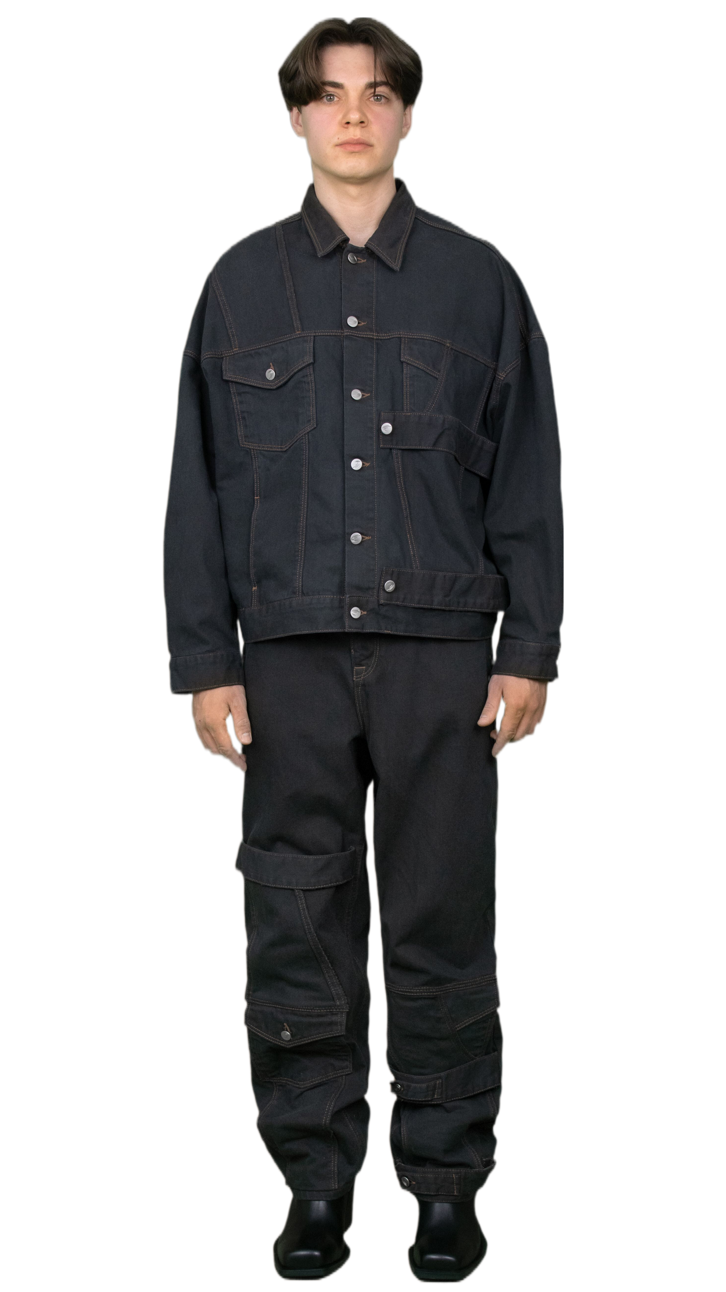 Jeans with strap element in anthracite - TOKYO