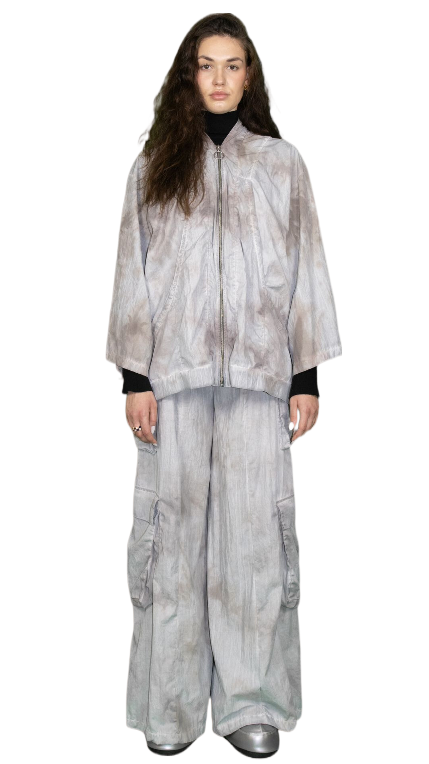Oil washed track jacket with 3/4 sleeves - GUTLEUT