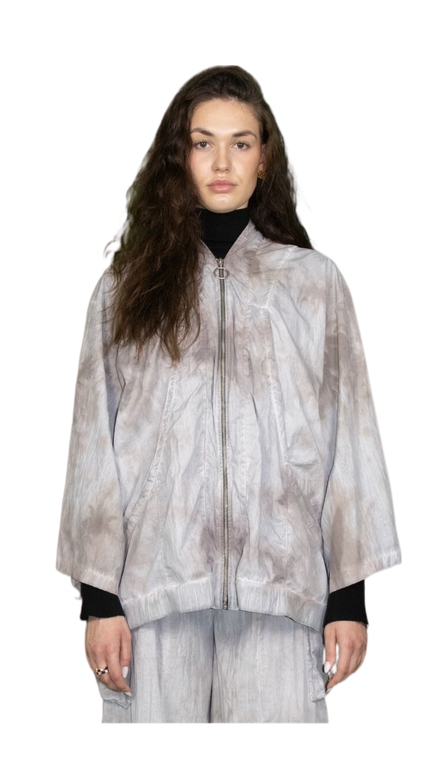 Oil washed track jacket with 3/4 sleeves - GUTLEUT