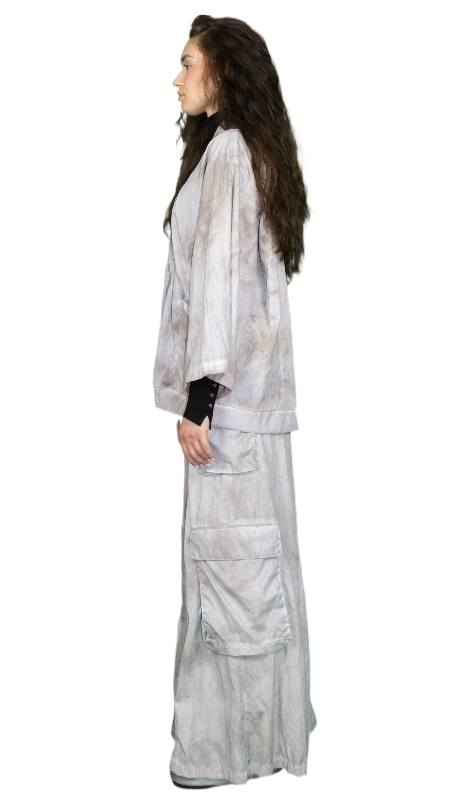 Oil washed track jacket with 3/4 sleeves - GUTLEUT