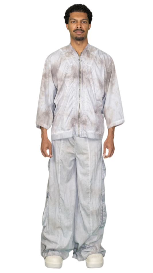 Oil washed track pants with wide legs - GUTLEUT