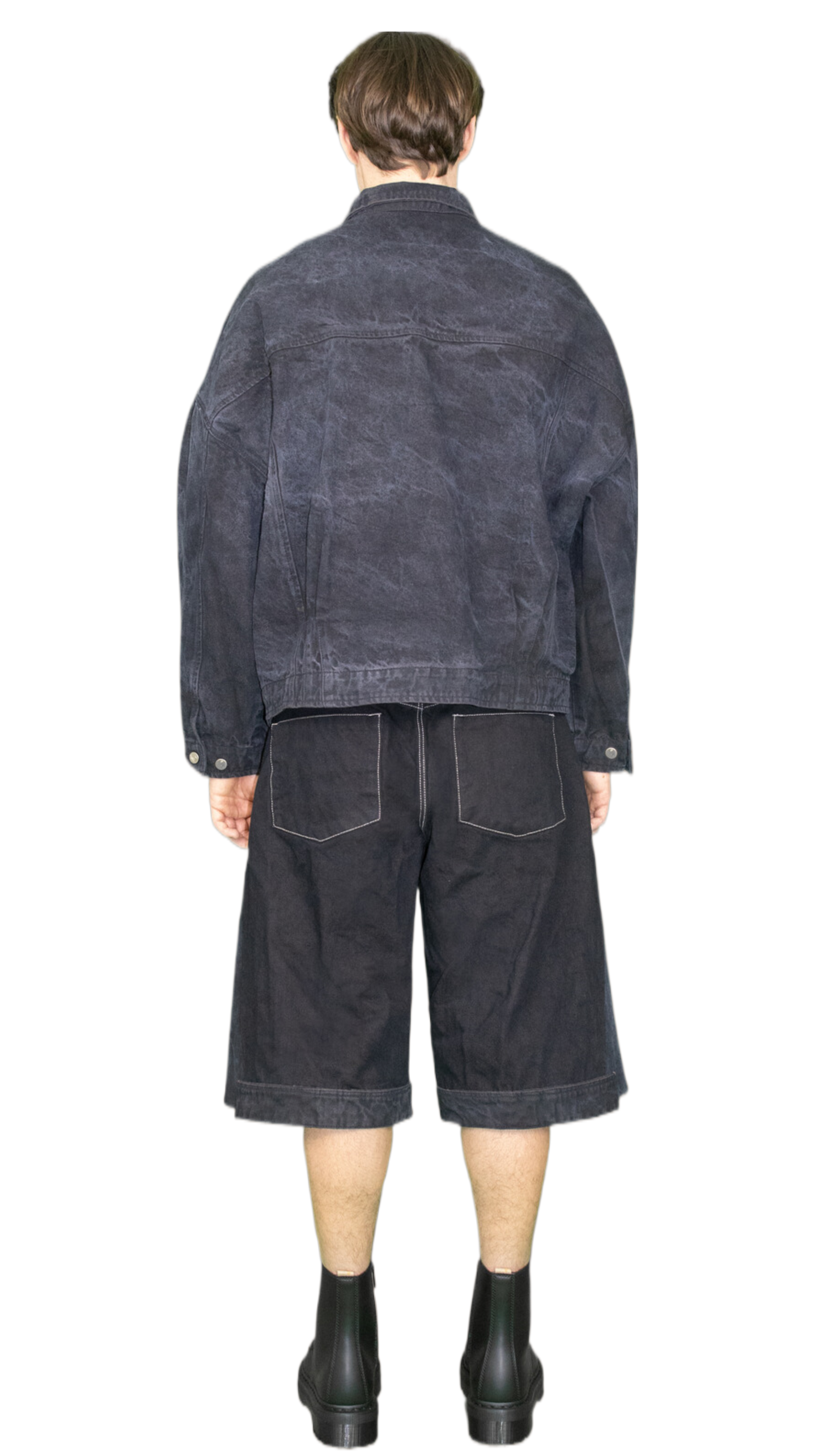 Patchwork denim shorts in dark blue - ALMATY