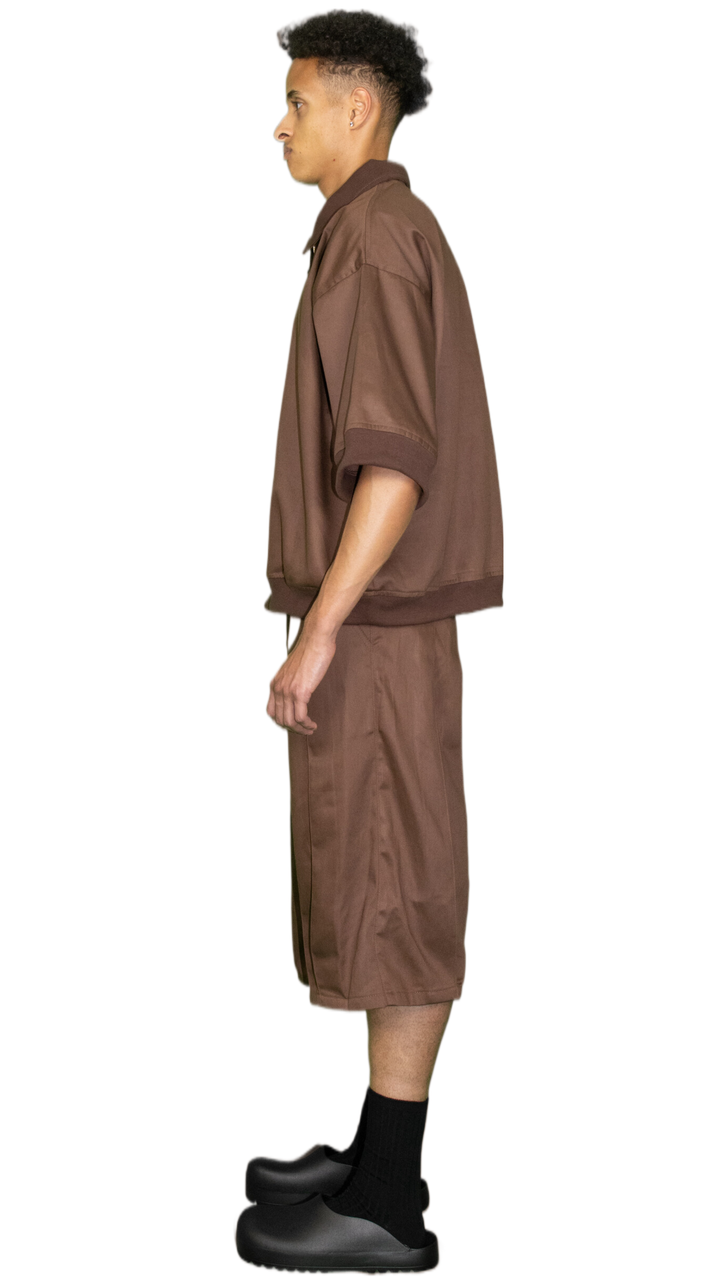 Pleated 3/4 shorts in brown - BOCKENHEIM