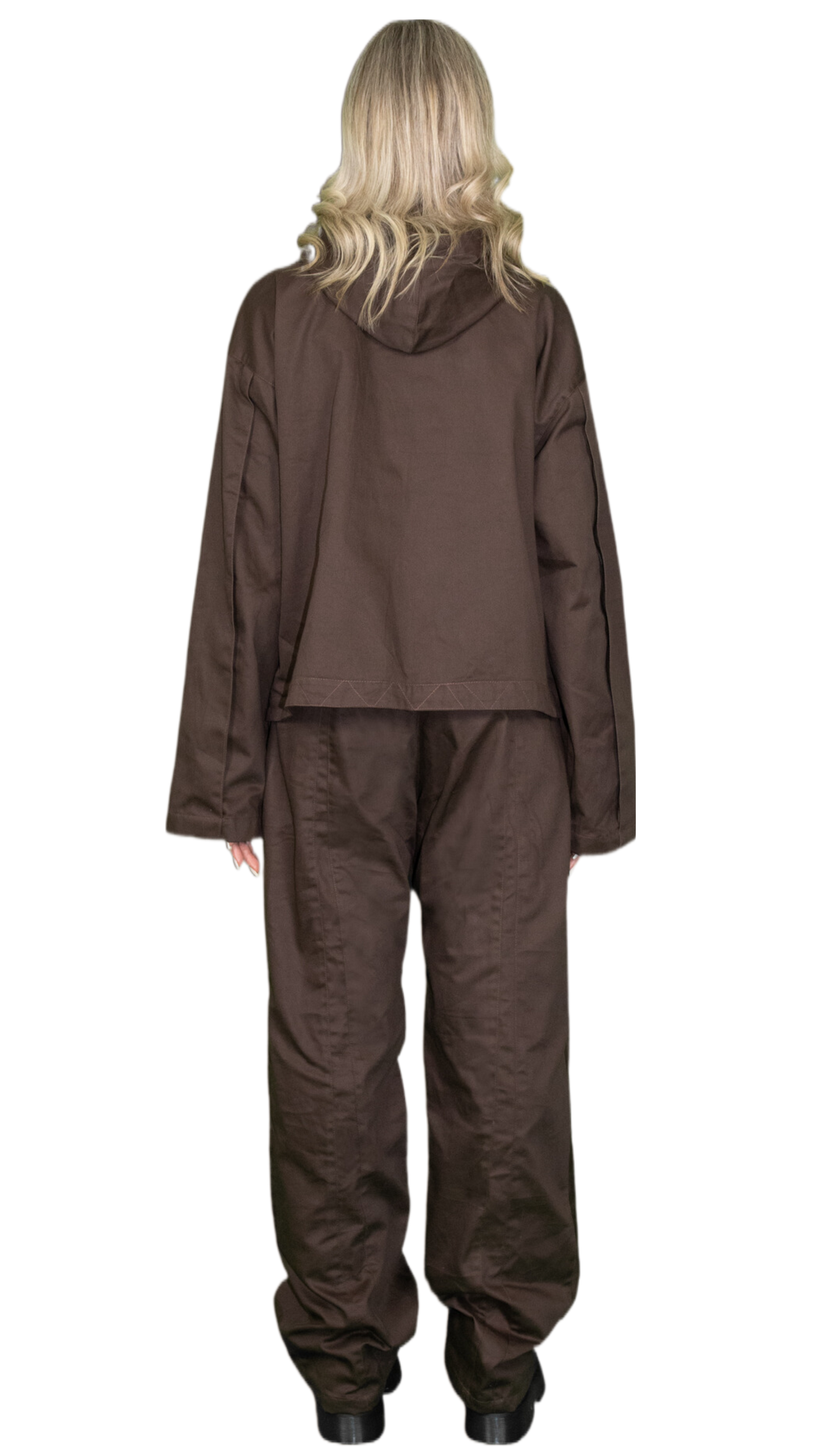 Pleated hoodie jacket in dark brown - STOCKHOLM